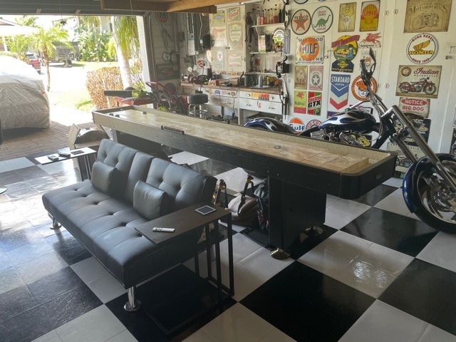 Playcraft Woodbridge Shuffleboard Table with Storage Cabinet - Shuffle Board Game Table Set with Matching Abacus, 8 Pucks, Brush & *Wax (*Made in USA) - Pro Style Climate Adjusters customer photo 1