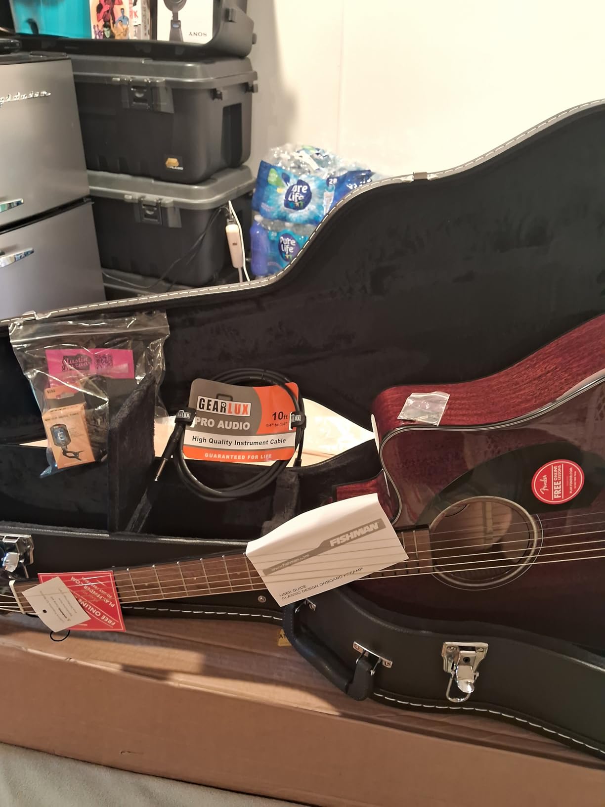 Fender CD-60SCE Solid Top Dreadnought Acoustic-Electric Guitar - All Mahogany Bundle with Hard Case, Instrument Cable, Strap, Tuner, Picks, Strings, and Austin Bazaar Instructional DVD customer photo 1