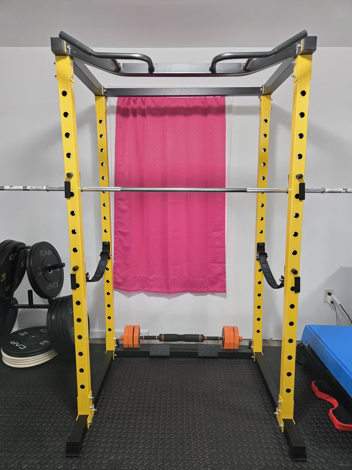 HulkFit Power Rack, Multi-Function Squat Rack with LAT Pull Down, Power Cage with Pulley System, Strength Training Home Gym Equipment with Workout Equipment Attachments, Cable Machine for Home Gym customer photo 1