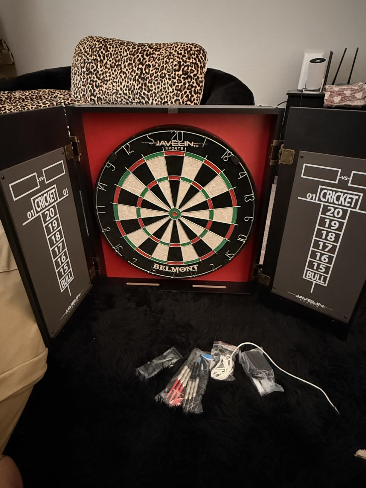 EastPoint Sports Official Size Dart Board Cabinet Set- Easy-Assembly & Complete with 6 Deluxe Steel Tip Darts and Accessories -Premium Darts Set with Scoreboard for Bar Games & Indoor Games customer photo 2