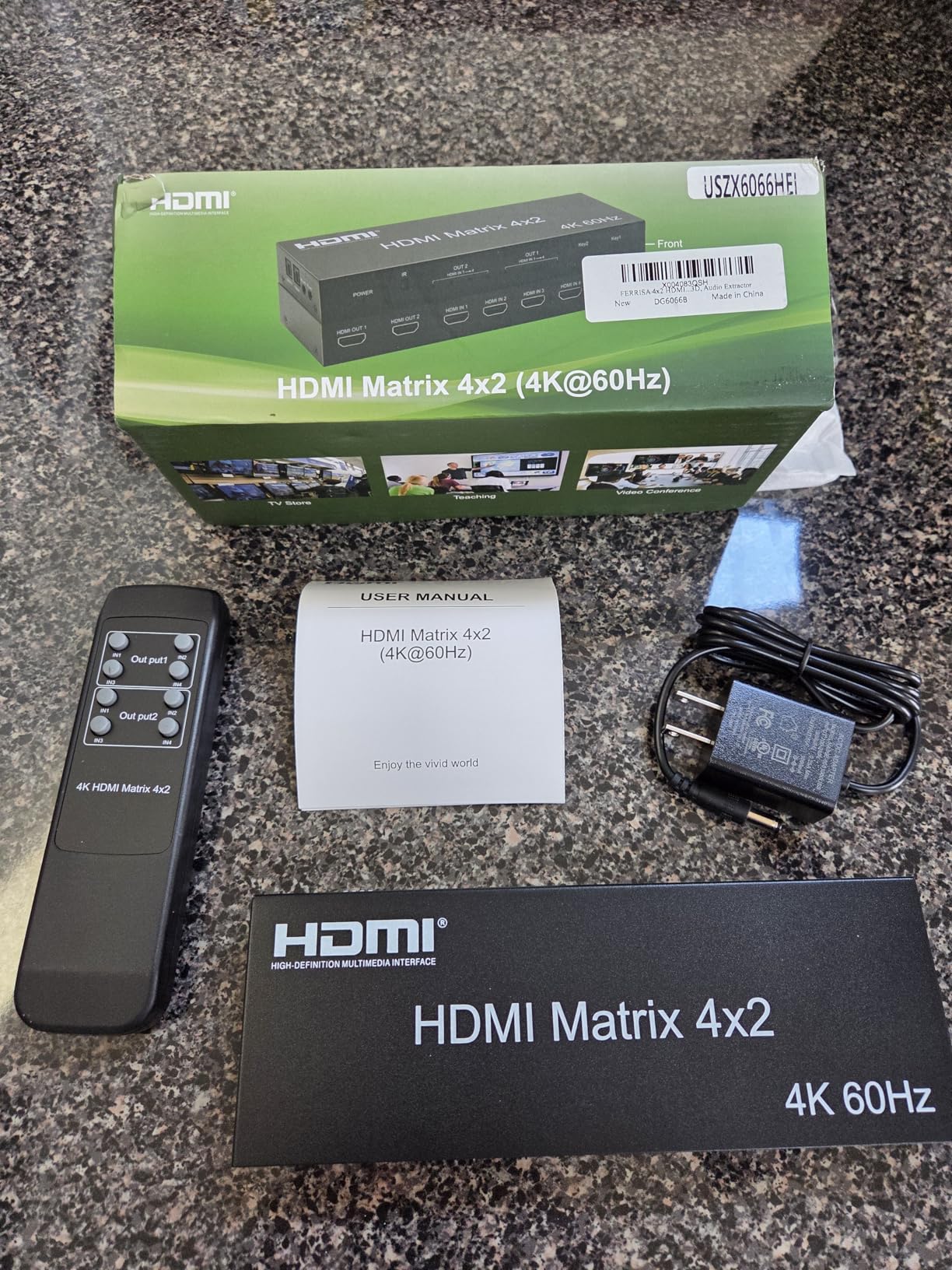 4x2 HDMI Matrix Switch, 4 in 2 Out Matrix HDMI Video Switcher Splitter + Optical & L/R Audio Output, Support Ultra HD 4K,3D 1080P, Audio EDID Extractor with IR Remote Control customer photo 2