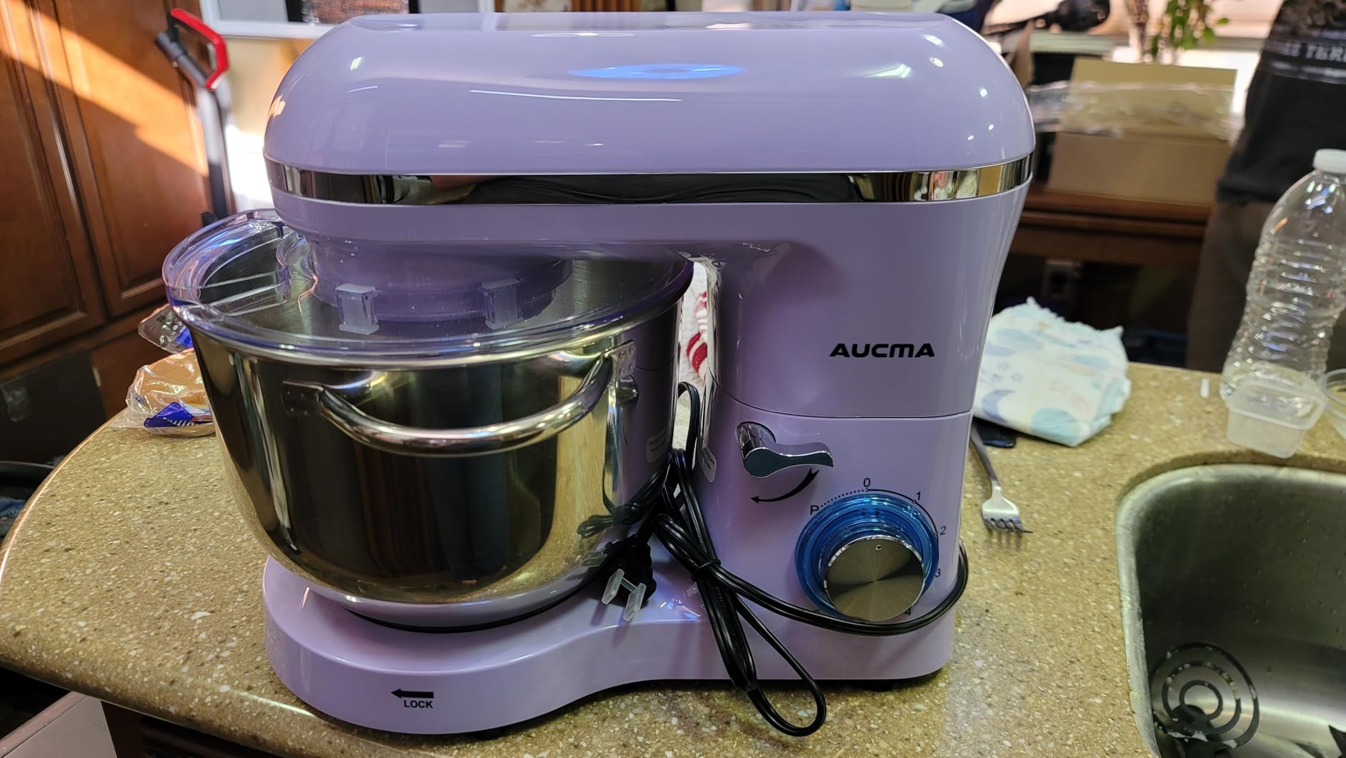 Aucma Stand Mixer, 6.5-QT 660W 6-Speed Tilt-Head Food Mixer with Dough Hook, Wire Whip & Beater (Silver) customer photo 2