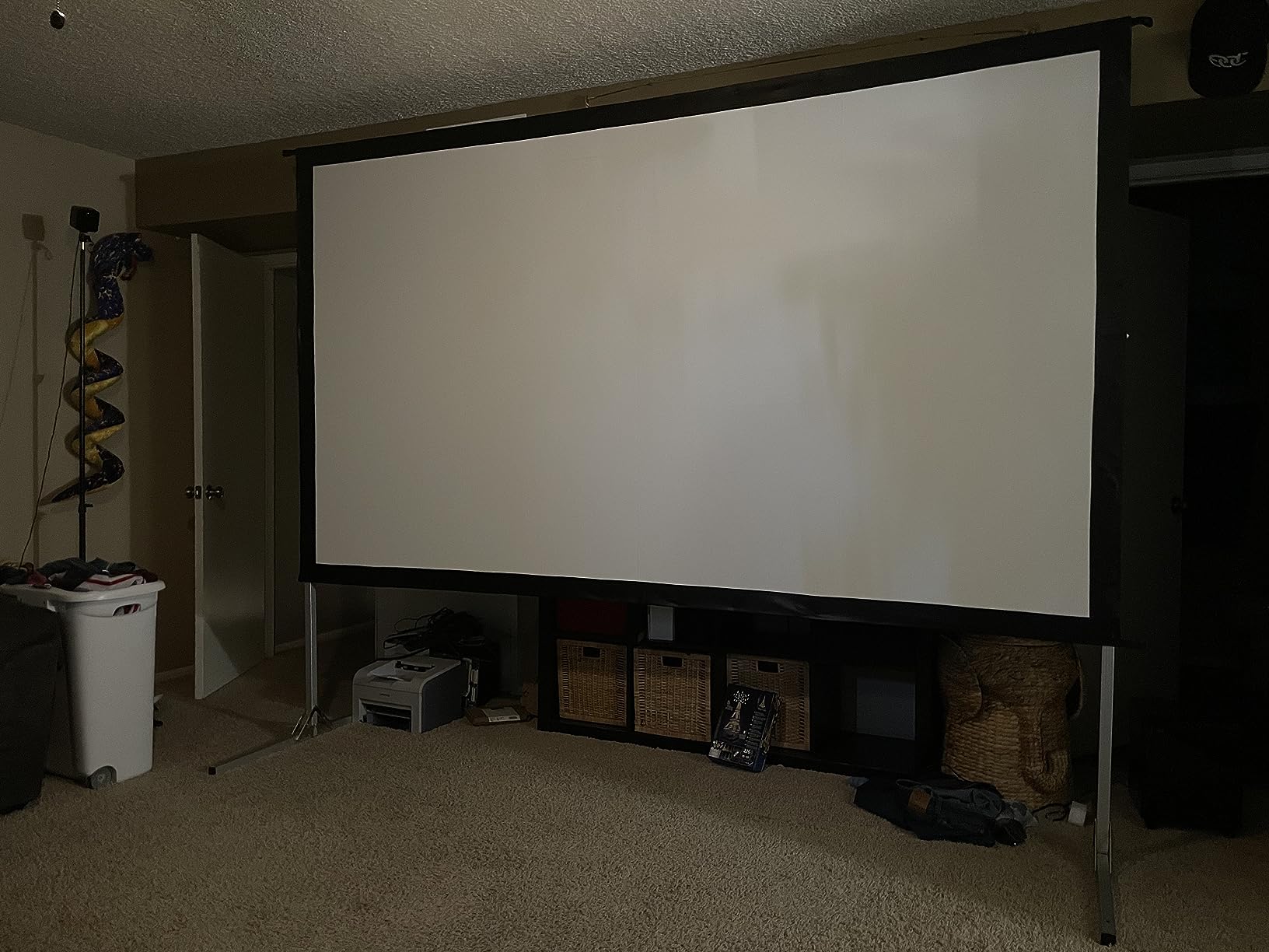 Projector Screen 120 inch, Outdoor Projector Screen with 3-Layers PVC | Polyester-Free Anti-Light 4K HD Screen, Sturdy Aluminum Frame, Easy Setup, Perfect for Poolside, Backyard, and Party Nights customer photo 2