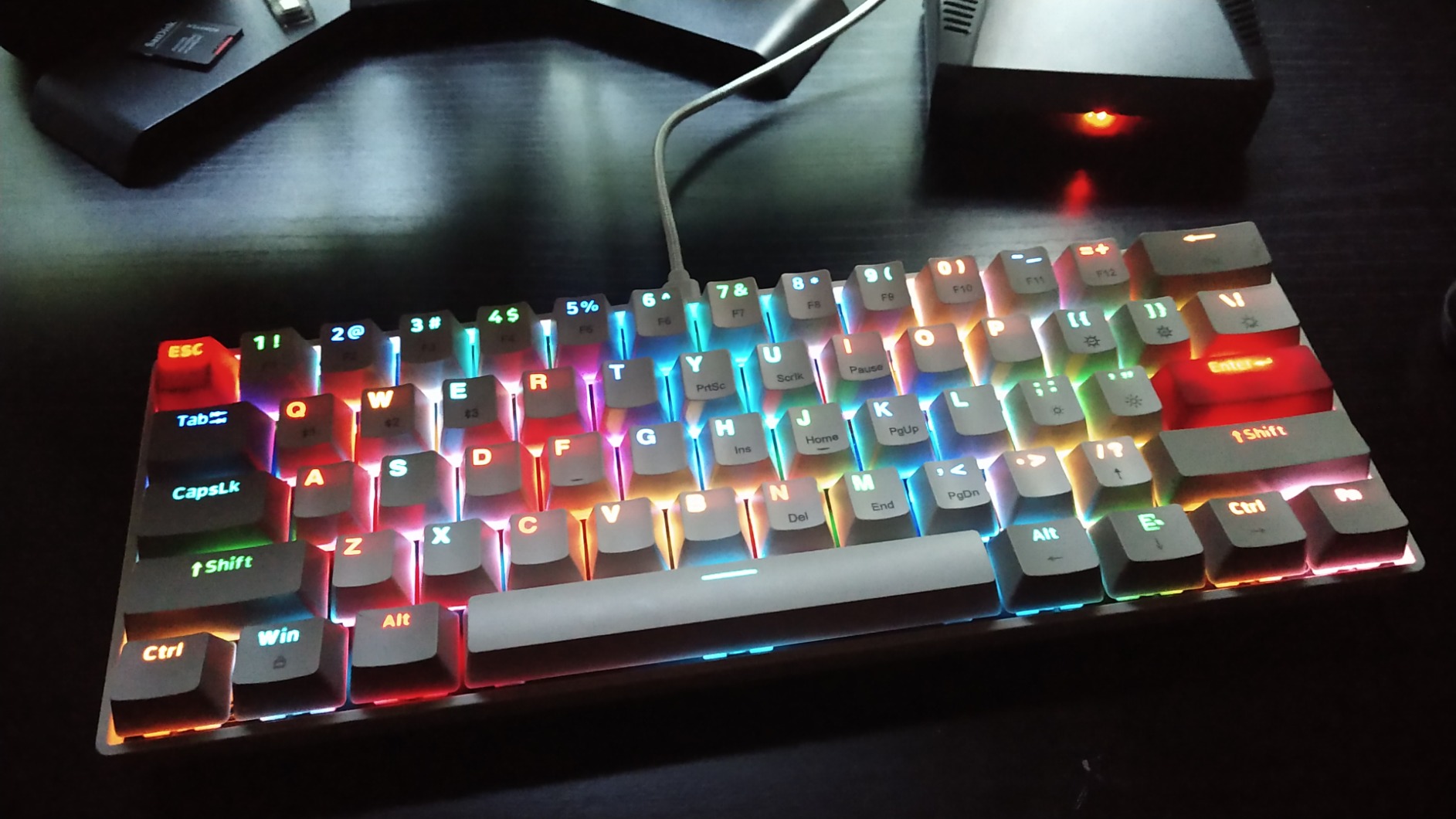 Newmen GM610 60% Wireless Mechanical Gaming Keyboard (Linear Red Switch) | 60% Wireless Gaming Mechanical Keyboard, Wired/Bluetooth/2.4G RGB Backlit, Anti-Ghosting Keys, Programmable, Hot-Swappable customer photo 2