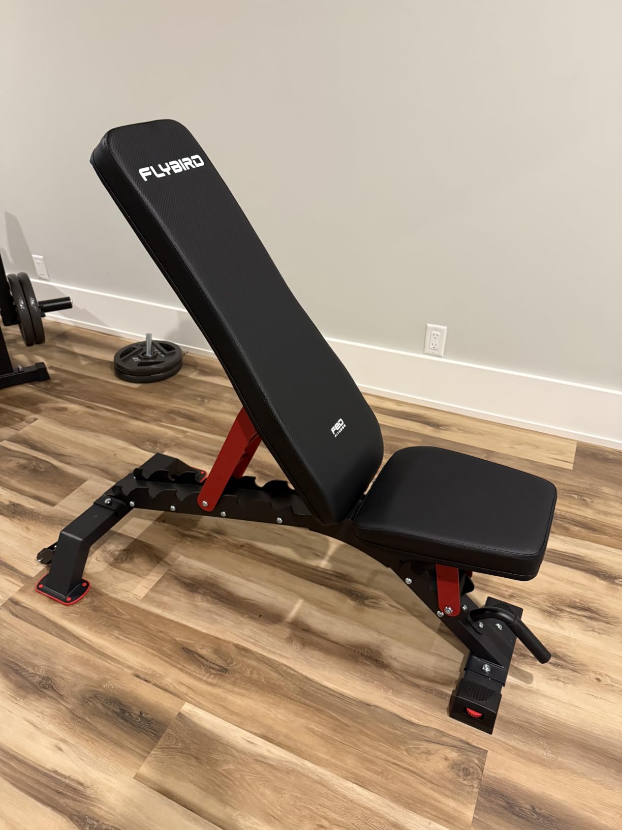 FLYBIRD WB7 Weight Bench, Commercial Grade Adjustable Weight Bench - 1300LBS Workout Bench for Home Gym, Flat Incline Bench Press Heavy Duty Bench with 34'' Extra-Long Backrest and Easy-Roll Wheels customer photo 1