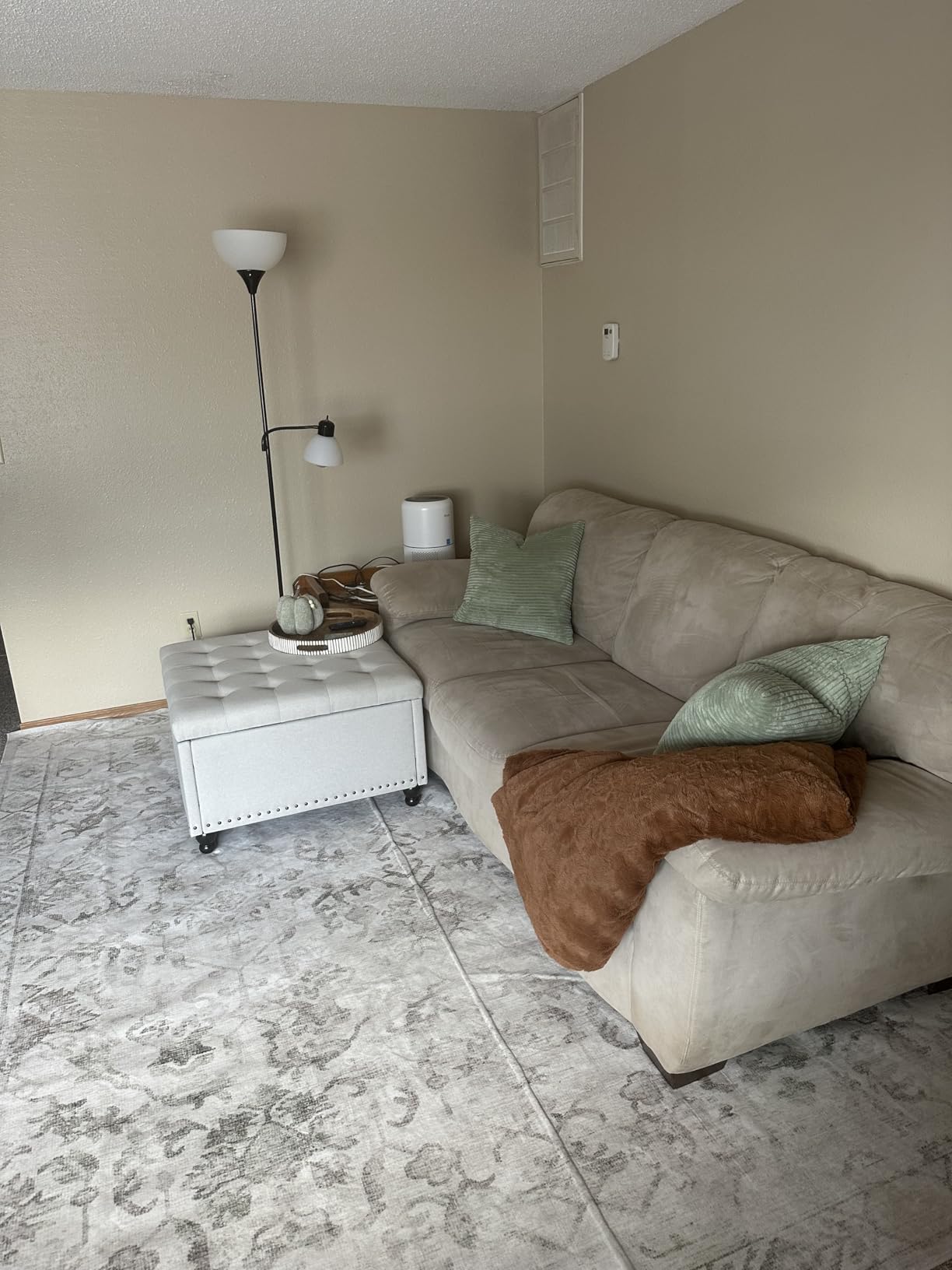 Tbfit Large Square Storage Ottoman Bench, Tufted Upholstered Coffee Table with Storage, Oversized Storage Ottomans Toy Box Footrest for Living Room, Dark Grey customer photo 2