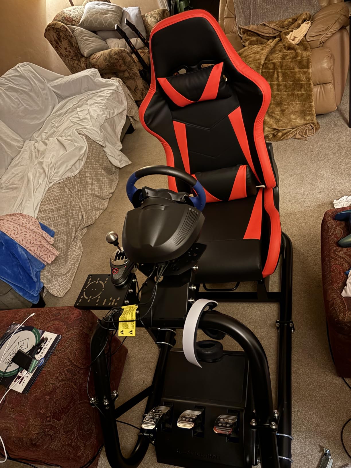Marada Racing Simulator Cockpit with Red Seat Fit for 12Nm Direct Drive | Fit for Logitech/Thrustmaster/Moza/Fanatec, 50mm Large Round Tube Professional Sim Rig, Wheel Pedal Handbrake not Included customer photo 1