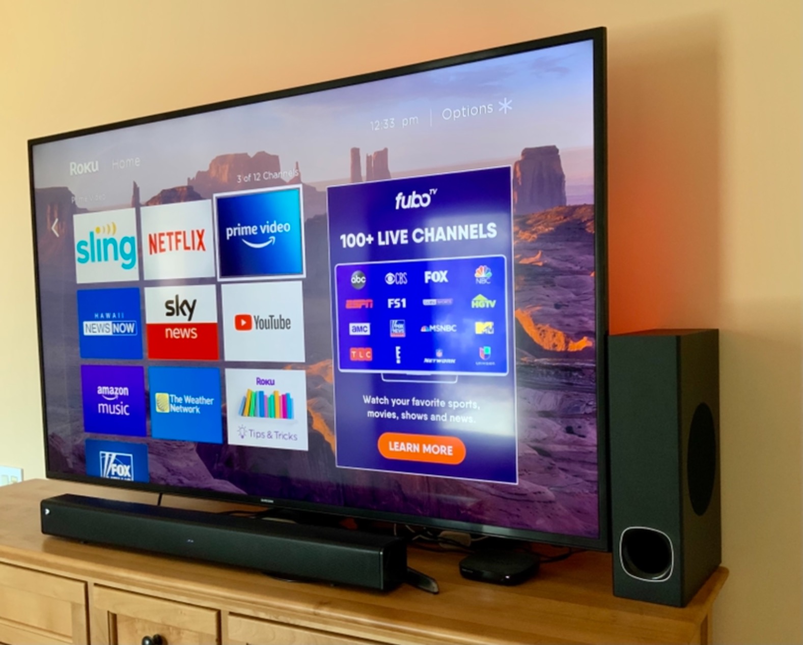 2.1 Compact Sound Bars for TV with Subwoofer, HDMI ARC/Bluetooth 5.0/Optical/AUX/RCA Connection, Remote Control, Adjustable Bass, Wall Mountable - P15, 140W, 16 inch, Black customer photo 2