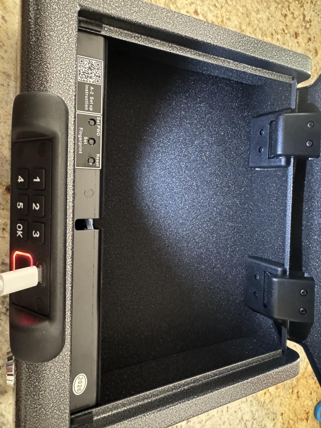 BILLCONCH Gun Safes Biometric Gun Safe Portable Pistol Safes Electronic Lock Box Key Access with LED Light Silent Mode Bedside Gun Safe for Pistols customer photo 1