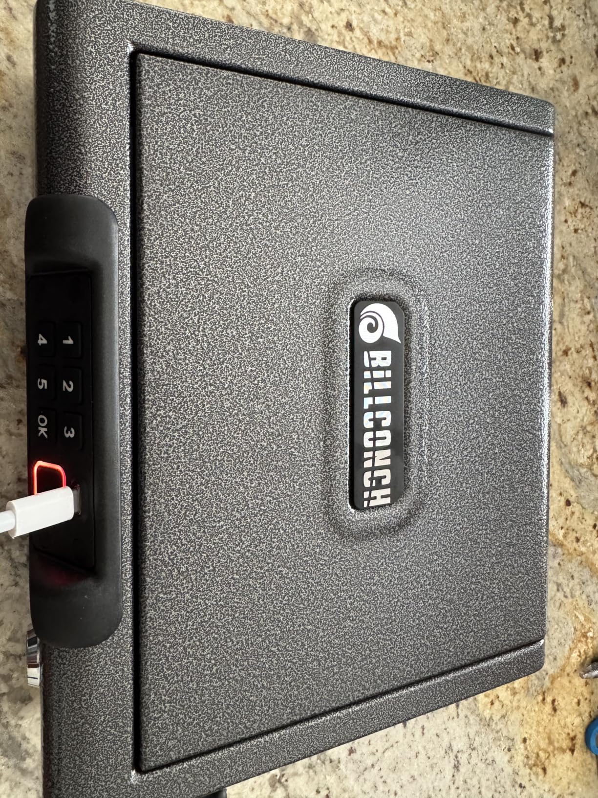BILLCONCH Gun Safes Biometric Gun Safe Portable Pistol Safes Electronic Lock Box Key Access with LED Light Silent Mode Bedside Gun Safe for Pistols customer photo 2