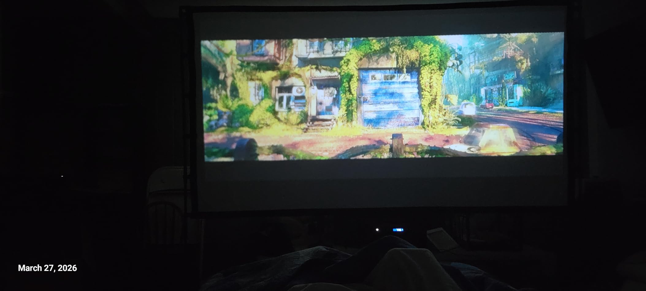 TOWOND 120 Inch Outdoor Projector Screen with 4K Stand for Backyard Movies | Lightweight 19mm tripod, front/rear 16:9 screen and carry bag for backyard movie nights, camping and indoor use. customer photo 1
