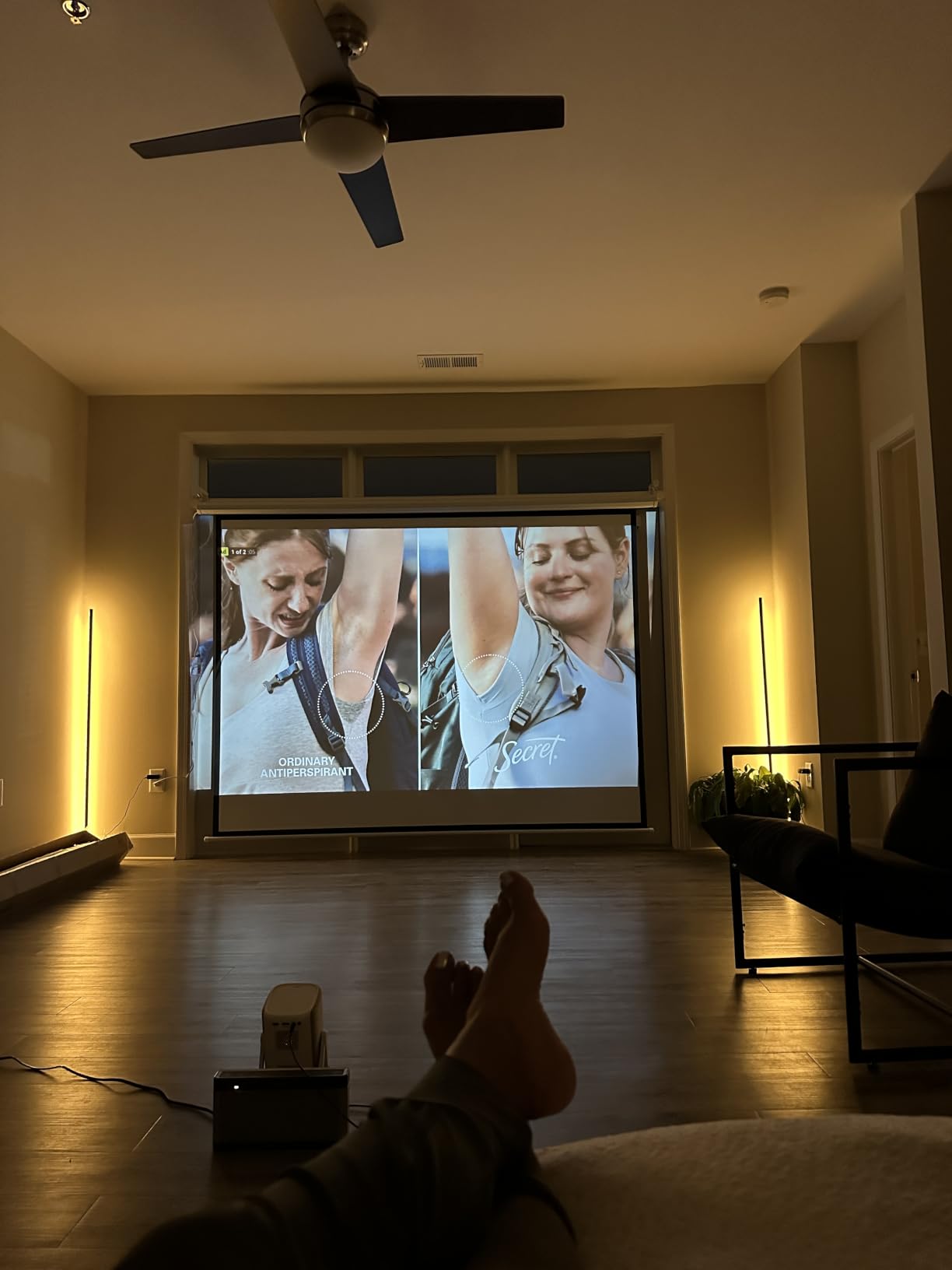 DINAH 120 Inch Electric Projector Screen with Remote, Automatic Air Indoor Drop Down, Motorized 4K 3D HD Projection for Movies customer photo 1