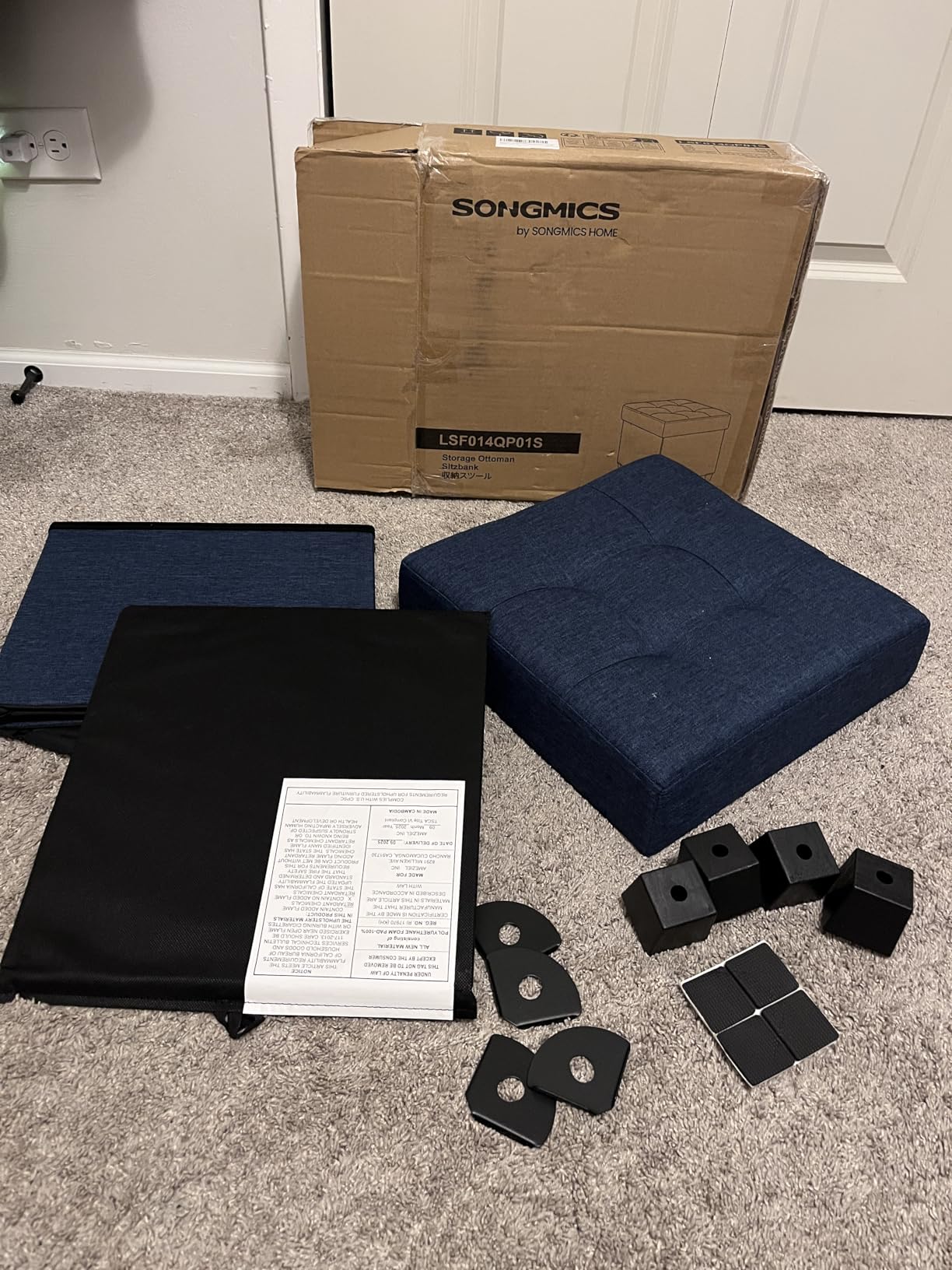 SONGMICS Storage Ottoman, Small Ottoman Foot Rest with Legs, 12.6 x 15.7 x 13.2 Inches Foot Stool, Load up to 660 lb, for Living Room, Bedroom, Dorm, Slate Gray ULSF012G01 customer photo 2