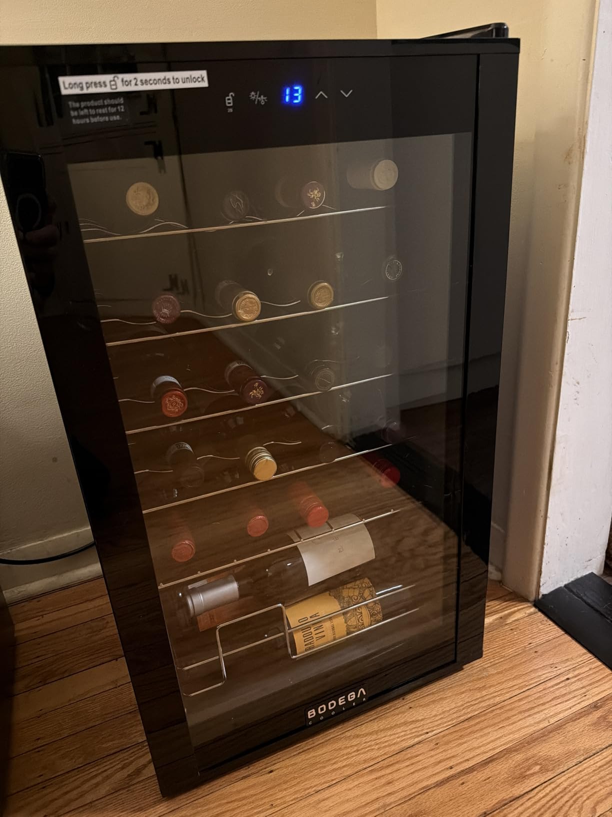 BODEGACOOLER 28 Bottle Compressor Wine Cooler for Home and Kitchen, Freestanding Mini Fridge with Digital Touchscreen, LED Display, Split Storage for Red & White Wines, Matte Black Refrigerator Home Bar customer photo 1