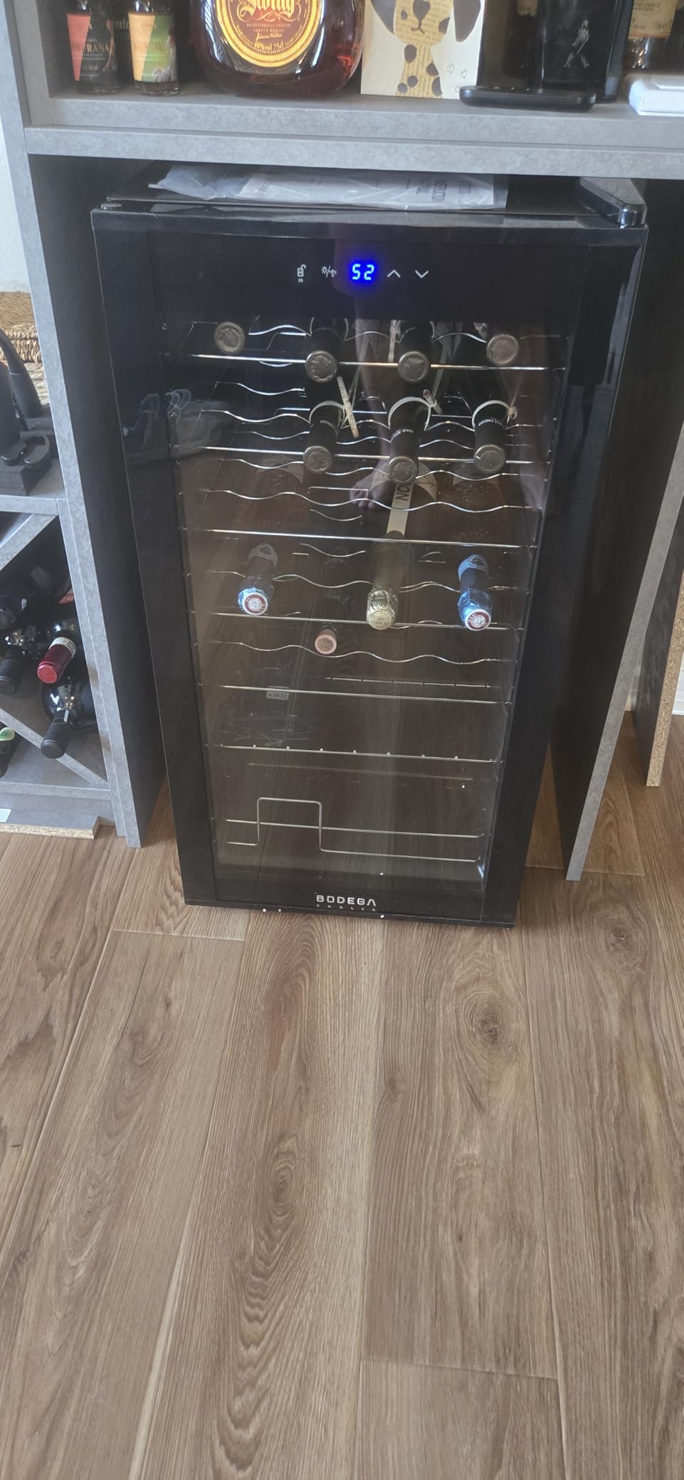 BODEGACOOLER 28 Bottle Compressor Wine Cooler for Home and Kitchen, Freestanding Mini Fridge with Digital Touchscreen, LED Display, Split Storage for Red & White Wines, Matte Black Refrigerator Home Bar customer photo 2
