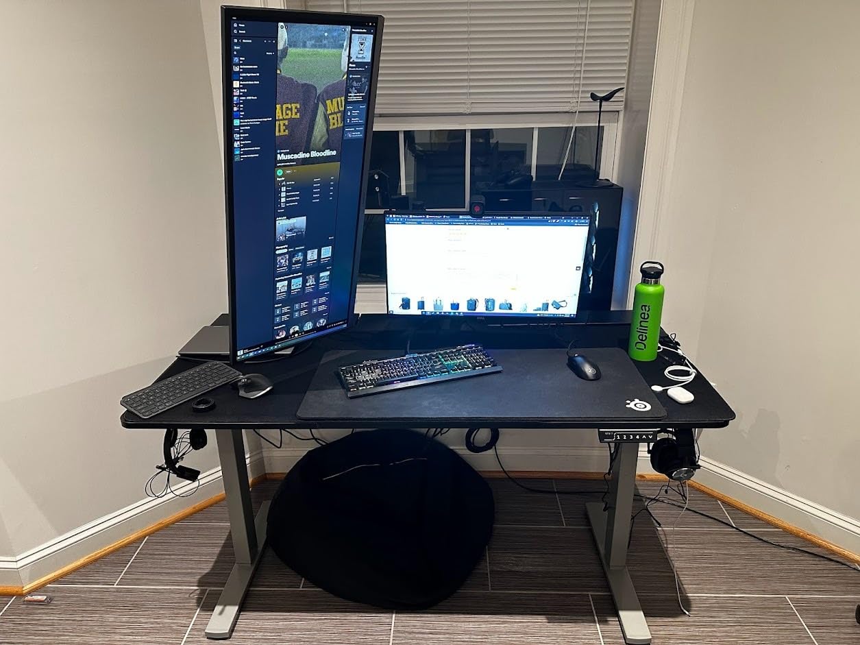 VIVO Black 60 x 30 in Standing Desk, DESK-KIT-1B6-P3B | Electric, Holds 220 lbs, Sit Stand, Height Adjustable, Cable Tray, Full-Size Mouse Pad, Office Furniture, Black Frame customer photo 2