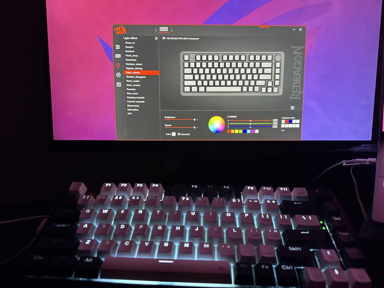 Redragon K673 PRO Wireless 81-Key RGB Gasket Gaming Keyboard, Scroll Knob | Multi-Function Control Wheel, 0-Delay Tri-Mode, Cushioned 5-Layer Noise Dampening for Creamy Thocky Sound, Compact 80% Size customer photo 1