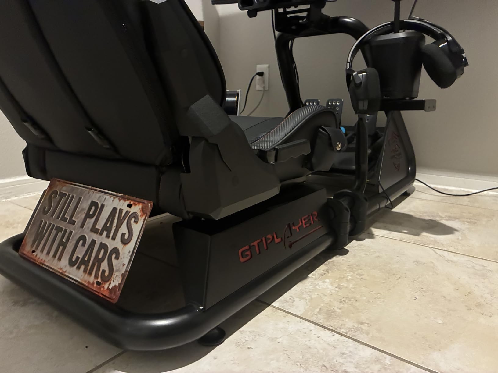 GTPLAYER Racing Simulator Cockpit with Seat and Bluetooth Speakers, Racing Style Reclining Seat and Ultra-Sturdy Alloy Steel Frame (Winered) customer photo 2