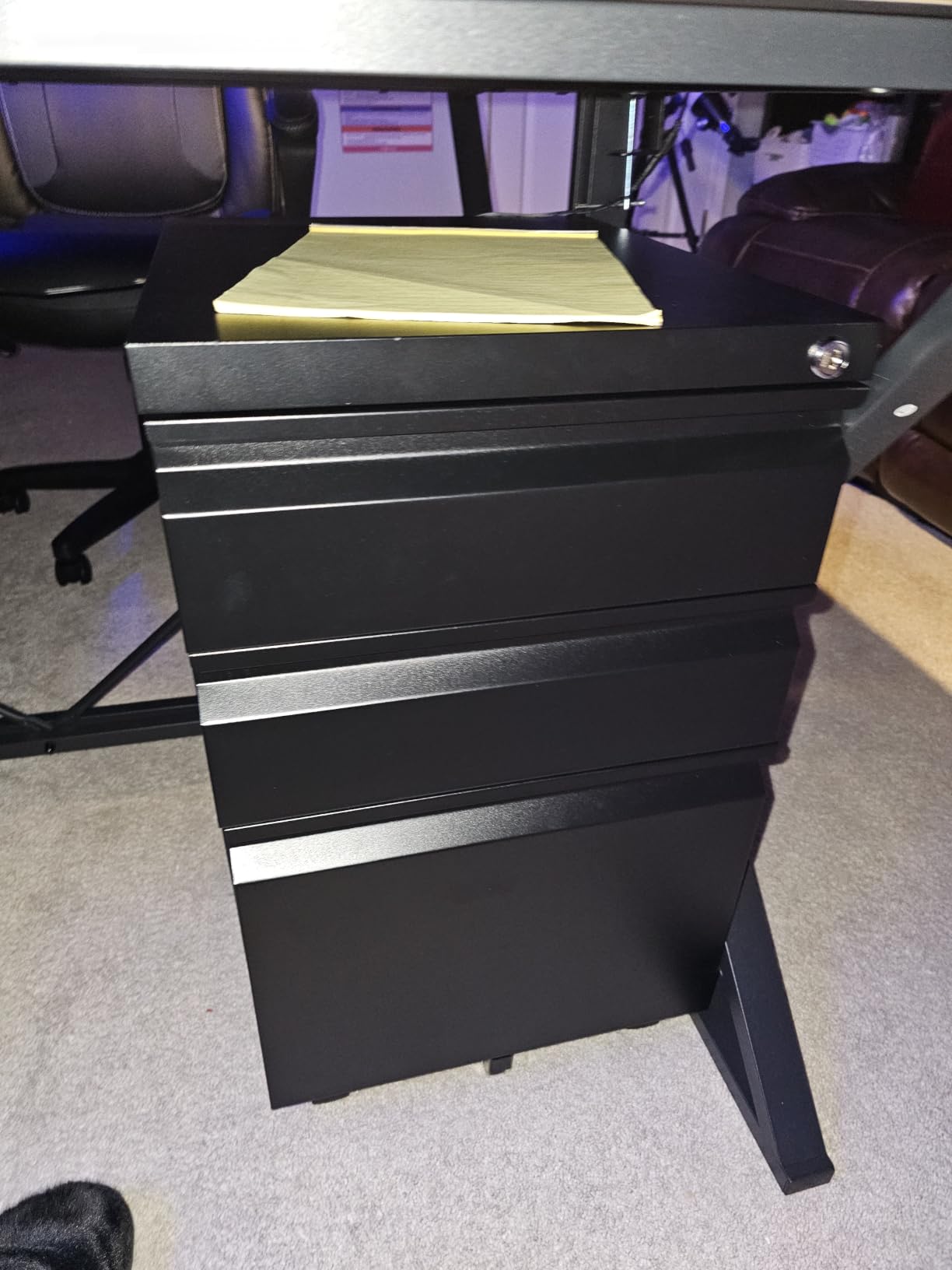 Letaya Mobile File Cabinet with Lock,2 Drawer Under Desk Metal Rolling Filing Cabinets for Home Office Organizer Letters/Legal/A4(Fully Assembled-Black) customer photo 2
