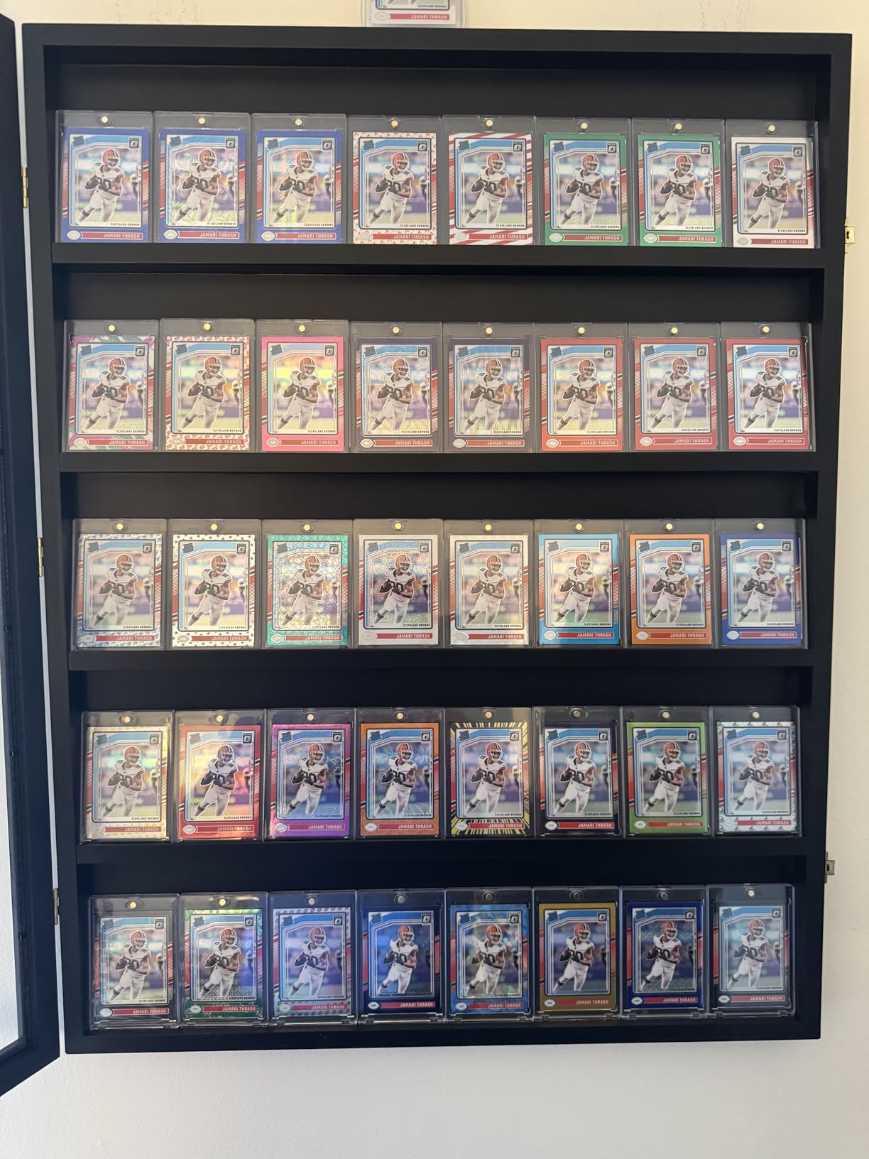 GYaozii 40 Large Baseball Card Display Case with UV Protection | Graded Sports Card Display Frame Trading Cards Wooden Wall Cabinet with Acrylic Front for Cards Collection customer photo 2
