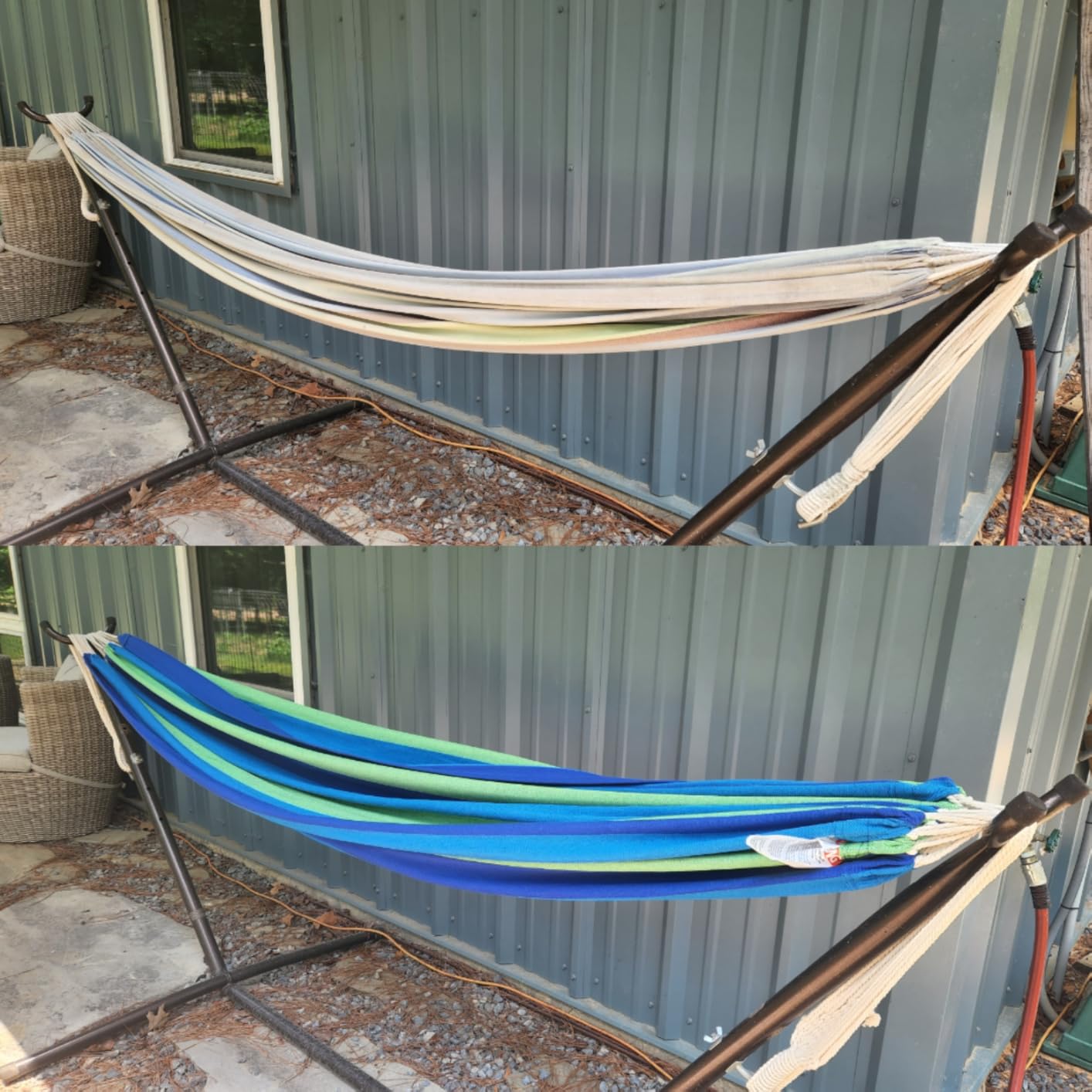 CHULIM Brazilian Double Hammock with Tree Straps, Extra Large 94x63IN, 2 Persons Hammock for Backyard Patio Outdoor and Indoor, 450lbs Weight Capacity, Soft Woven Cotton Fabric - Beige Brown Stripe customer photo 2