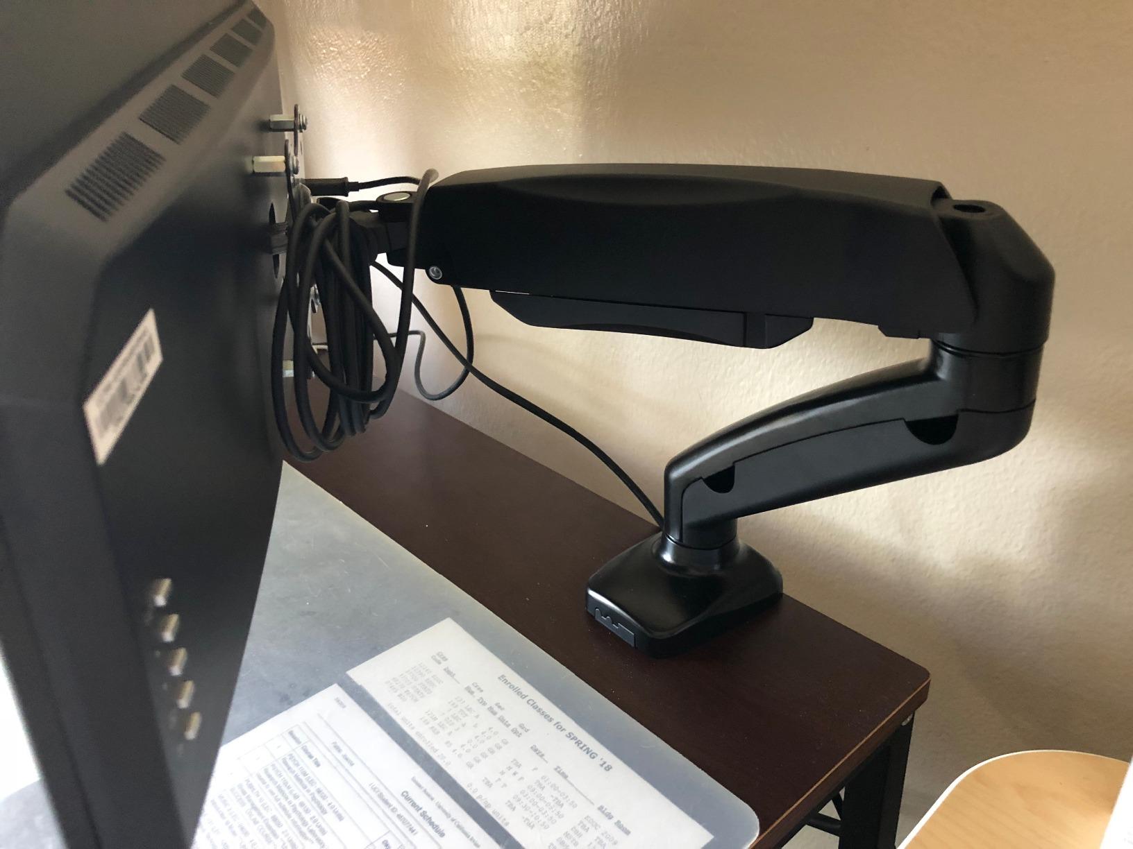 ONKRON Heavy Duty Monitor Arm for 17-57 Inch Screens up to 59.4 lbs, Ultrawide Screen Mount with Adjustable Gas Spring, VESA 75x75-200x200, Clamp and Grommet, Black customer photo 1