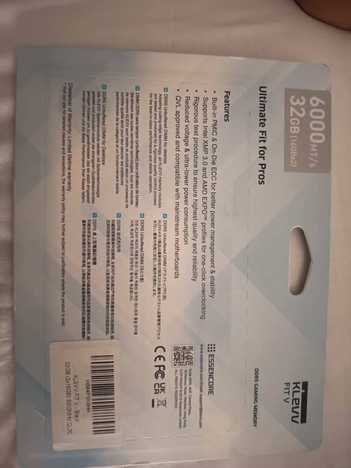 KLEVV FIT V DDR5 32GB (2x16GB) 6000MHz CL30 SK Hynix A-Die 1.35V Gaming Desktop Ram Memory XMP 3.0 / AMD Expo Ready (KD5AGU880-60A300F) customer photo 2