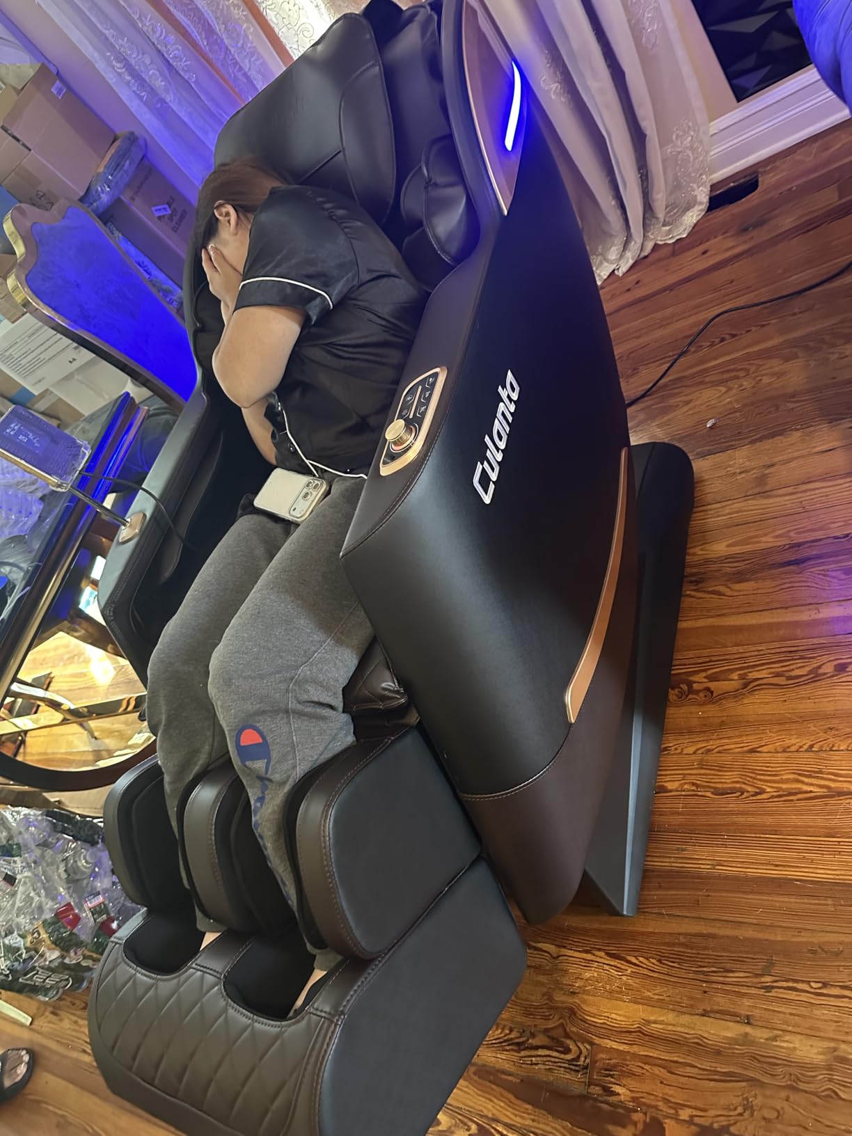 Culanta Massage Chair Full Body, Zero Gravity SL-Track Shiatsu Massage Recliner Chair with Body Scan, Airbags, Foot Rollers, Deep Yoga Stretch, Heating (U1-Black) customer photo 1