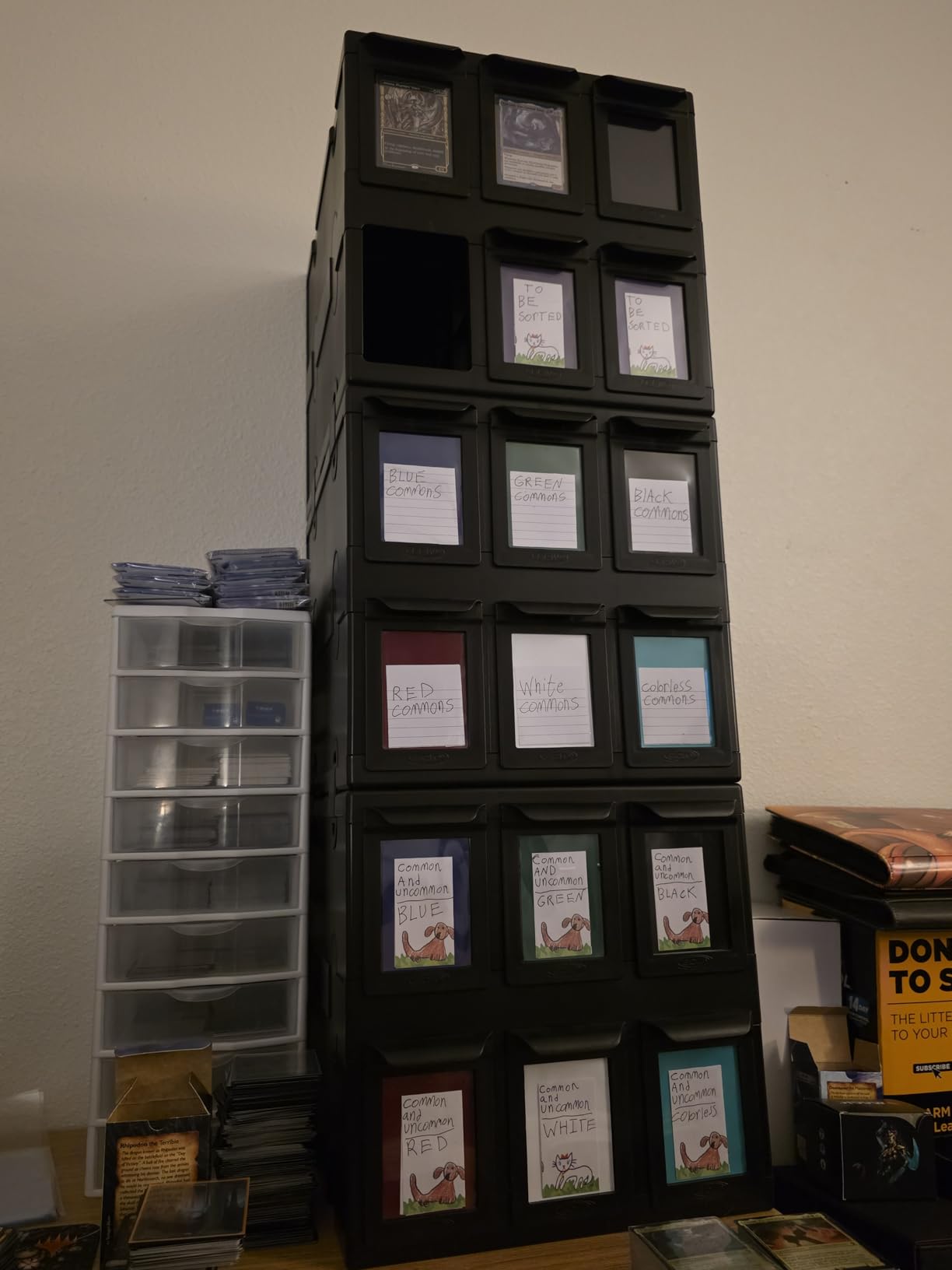 BCW 6 Drawer Card Catalog - Black | Stackable Trading Card Organizer Box | Holds Sports Cards, Gaming Cards, Toploaders & Magnetics | Heavy-Duty Black Plastic Storage with Dividers customer photo 1