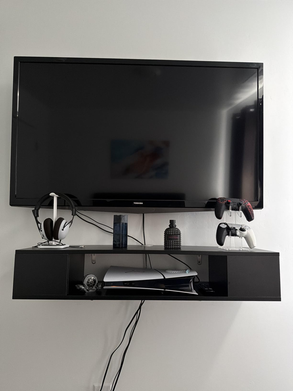 GHC Floating TV Stand, Wall Mounted Entertainment Center and Cabinet Shelf, TV Console with Storage for TVs up to 55