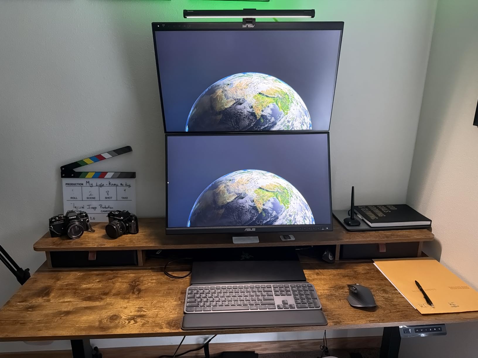 VIVO Pneumatic Arm Triple Ultrawide Monitor Extra Tall Desk Mount for Up to 49 inch Screens, Heavy Duty Clamp, Holds 3 Ultra Wides Up to 44 lbs, Black, STAND-V300D customer photo 1