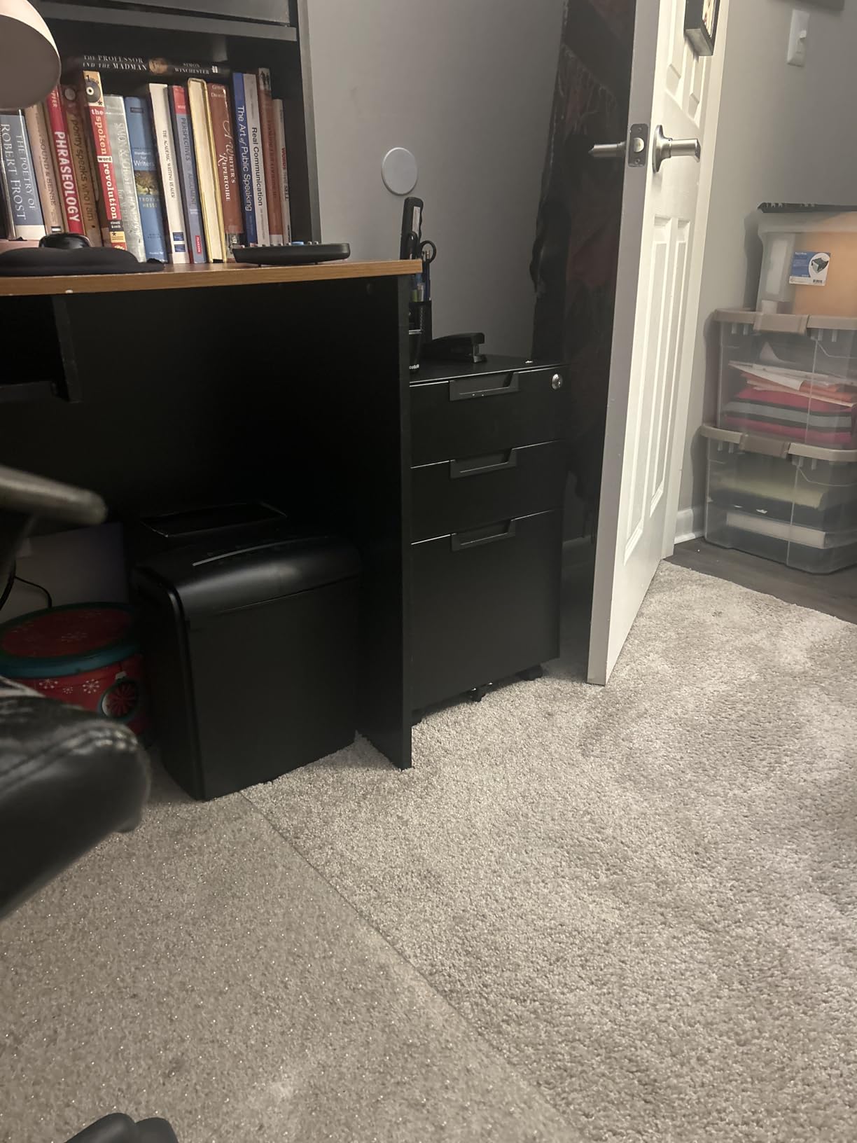 MIIIKO 3 Drawer File Cabinet with Lock, Metal Lateral Rolling Printer Stand Office Storage Filing Cabinets for Home Office, A4, Letter, File Folders (Black) customer photo 2