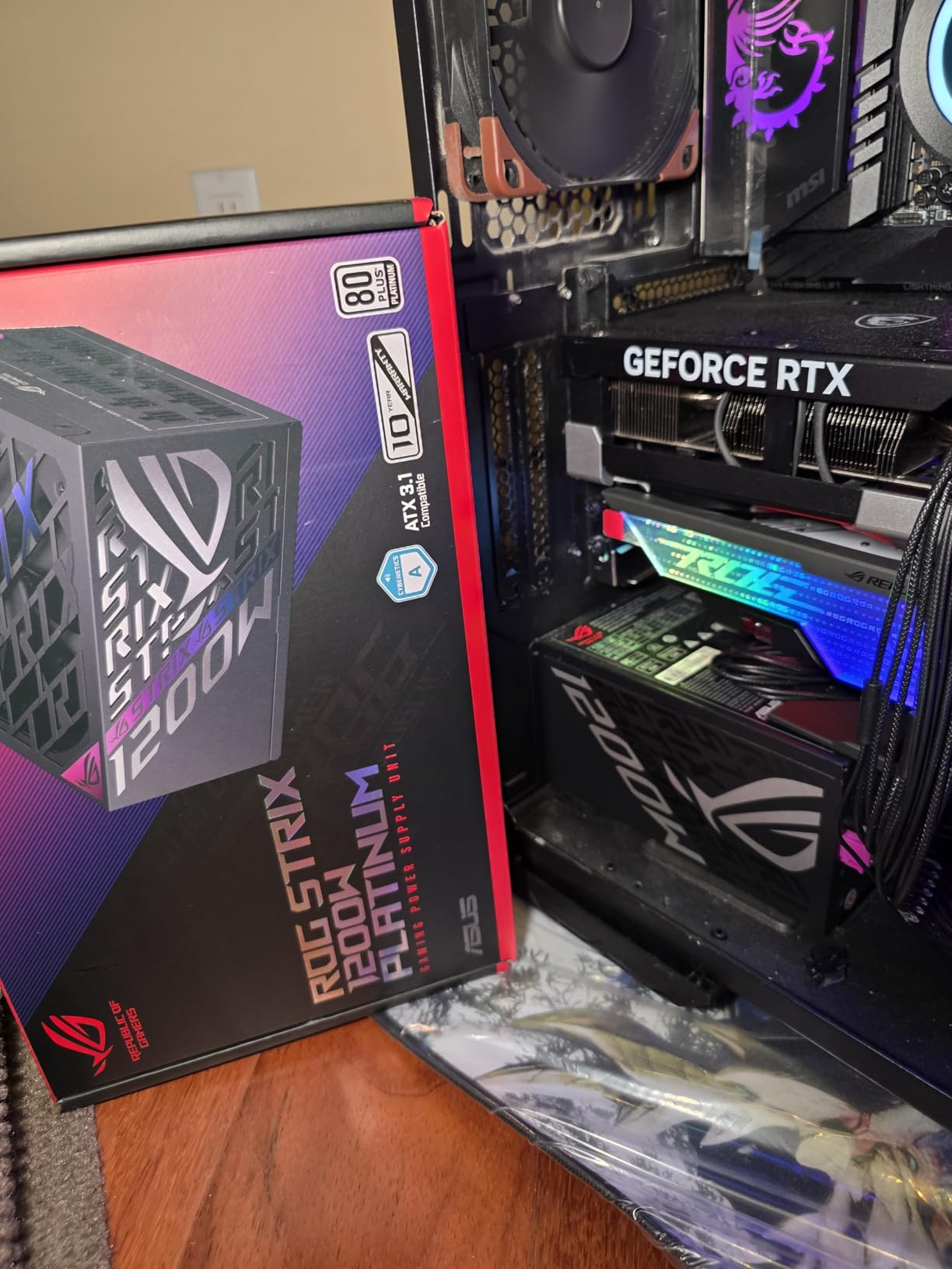 ASUS ROG Strix 1200W Platinum (Fully Modular Power Supply, 80 Plus Platinum Certified, ATX 3.1, GaN MOSFET, GPU-First Intelligent Voltage Stabilizer, 10-Year Warranty) customer photo 2