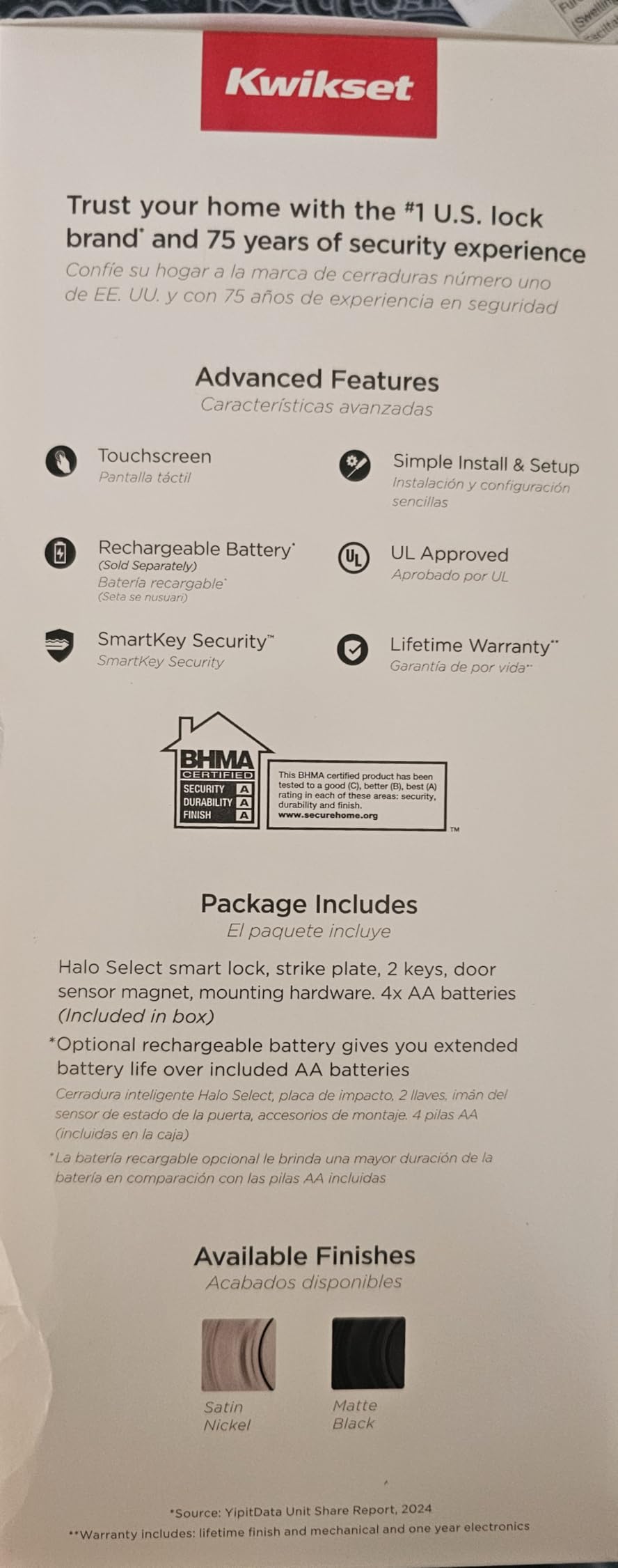 Kwikset Halo Select Smart Lock Keyless Entry Door Lock Wi-Fi and Matter Enabled Deadbolt No Hub Needed, Geofence Auto-Unlock, Grade AAA Certified customer photo 1