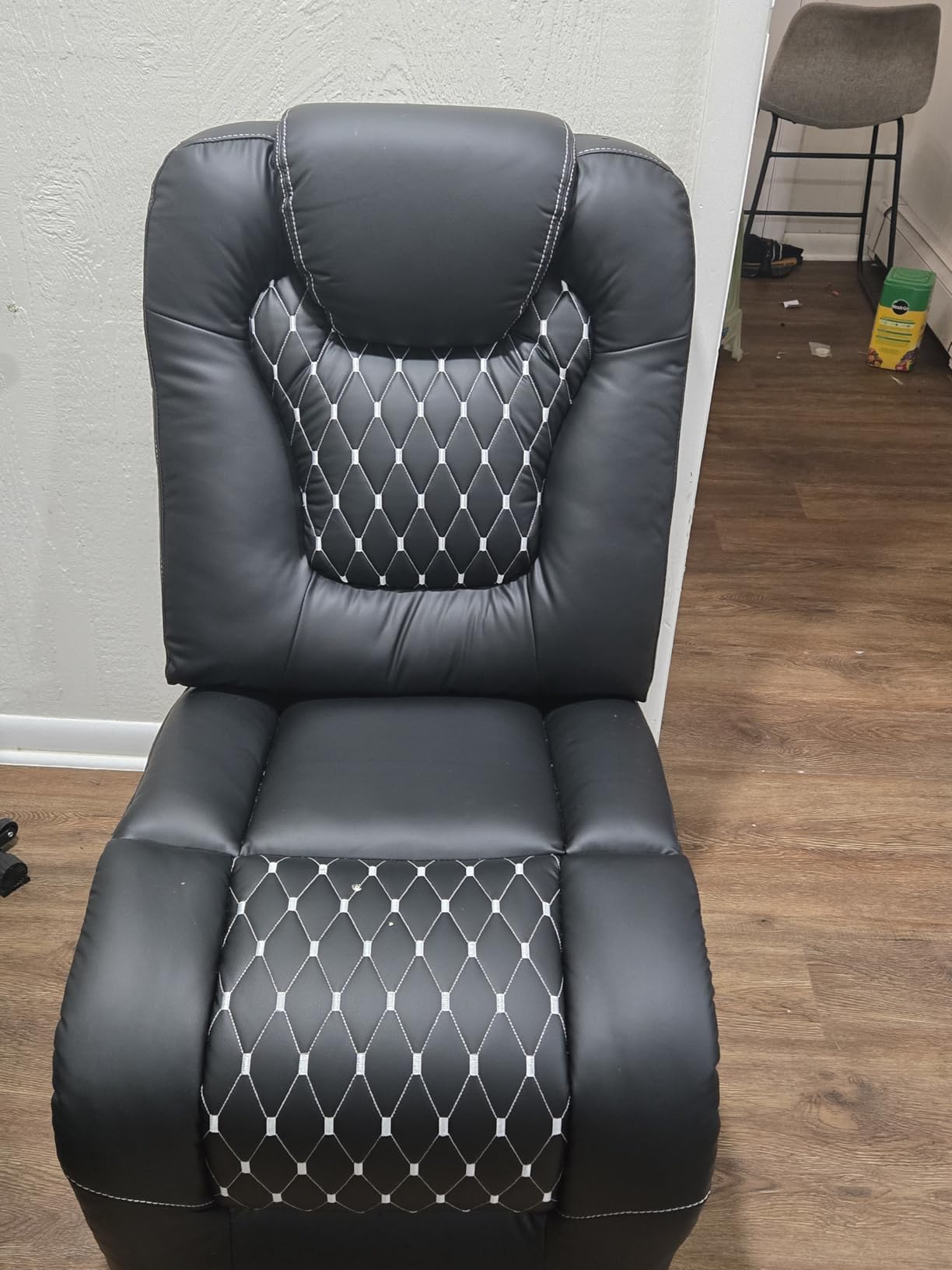 ANJ Reclining Loveseat, Power Recliner Sofa with USB Ports and Cup Holders - Overstuffed Electric Living Room Seating PU Leather Double Recliner with Hidden Arm Storage, Easy to Clean (Black) customer photo 2