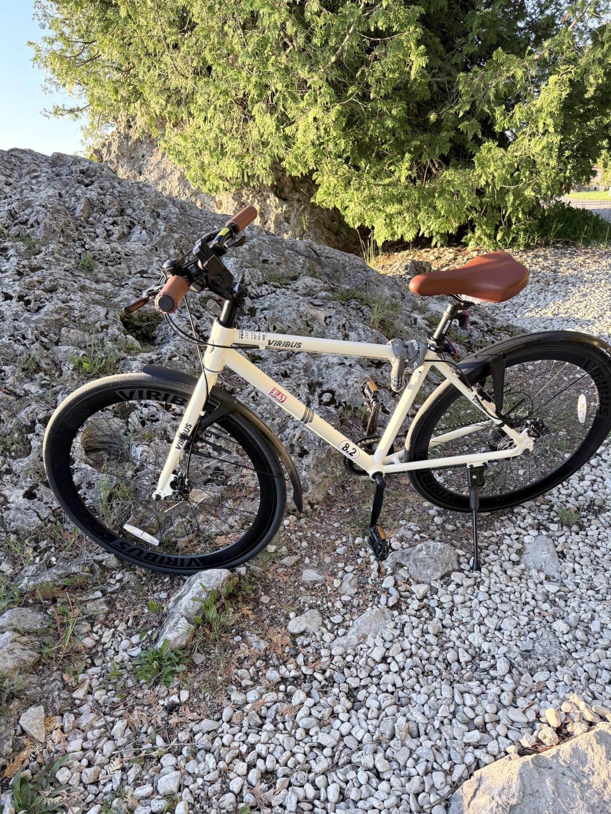 VIRIBUS Hybrid Bikes, 28 inch Road Bike 7 Speed with Lightweight Aluminum Frame, 700C Wheels, Hybrid Bicycle for Men Adult, City Commuters customer photo 1
