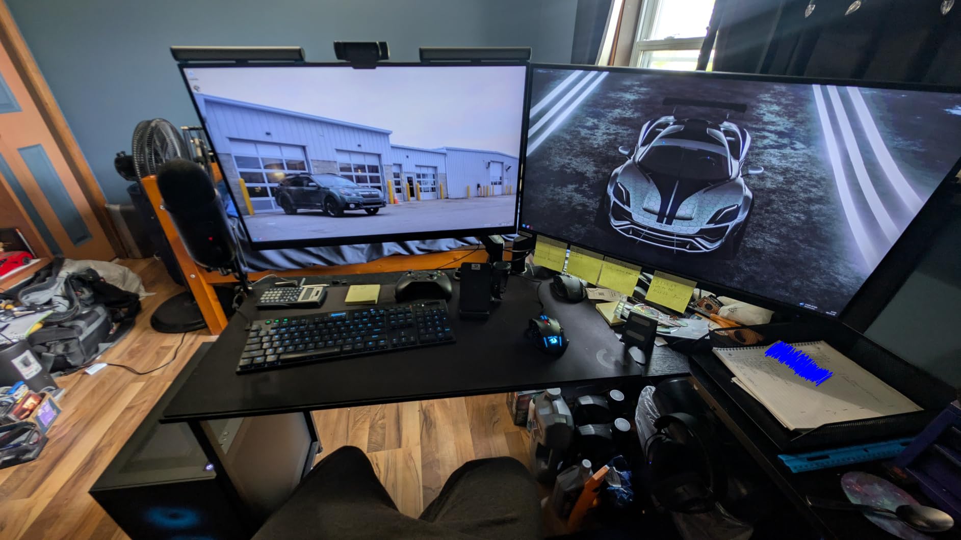 ODK 53 Inch L Shaped Gaming Desk with LED Lighting, Reversible Desk with Power Outlets, Corner Computer Table with Storage Shelves & Bag & Iron Hook, Home Office Table for Writing, Study, Black customer photo 1