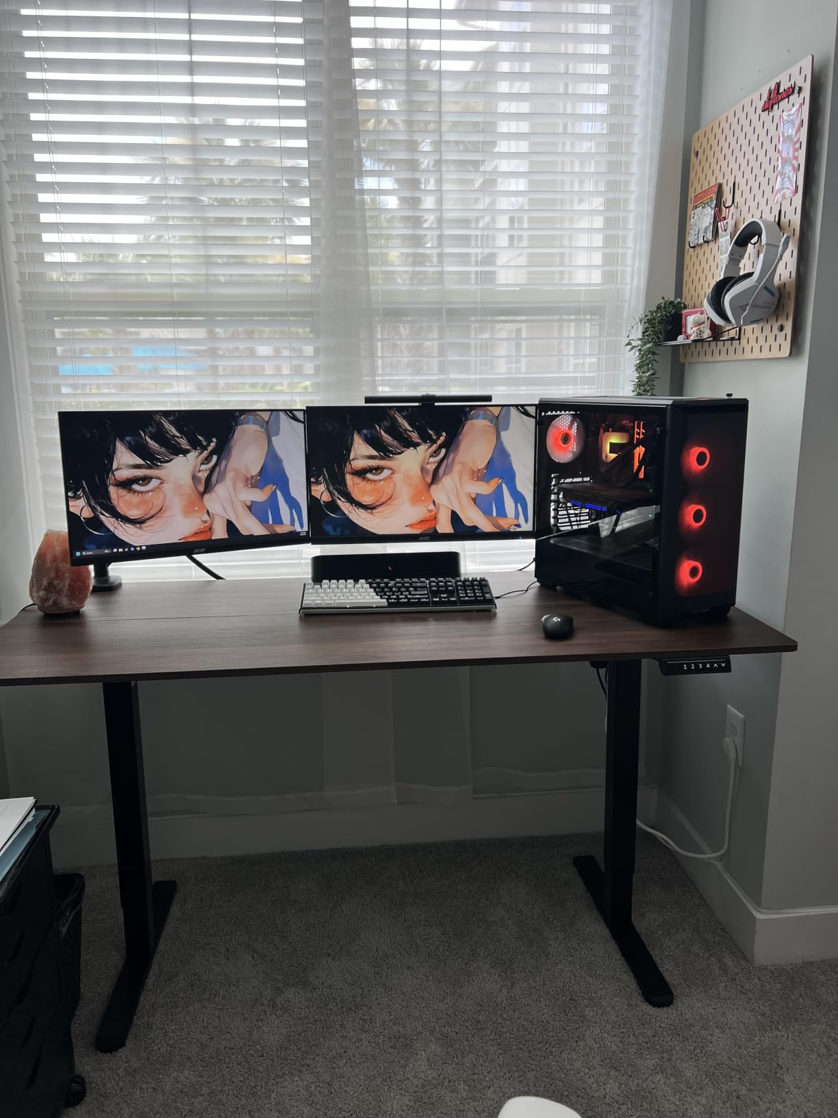 HUANUO 63x28 Inch Electric Standing Desk, Height Adjustable, Black | Smooth Home Office Desk, 176lbs Capacity with 4 Memory Presets & Headphone Hooks. Easy to assemble Computer Gaming desk customer photo 2