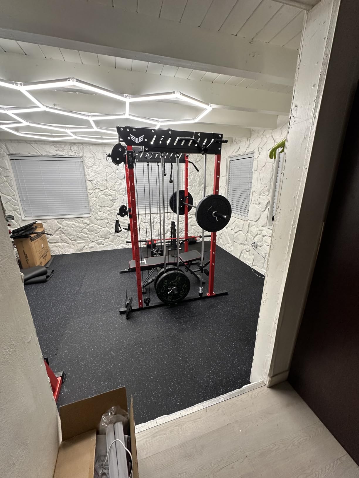 JELENS M21 Smith Machine, Multi-Function Power Cage with Dual Pulley Cable Crossover System, 2000LBS All-in-One Squat Rack with Smith Bar and Attachments customer photo 1