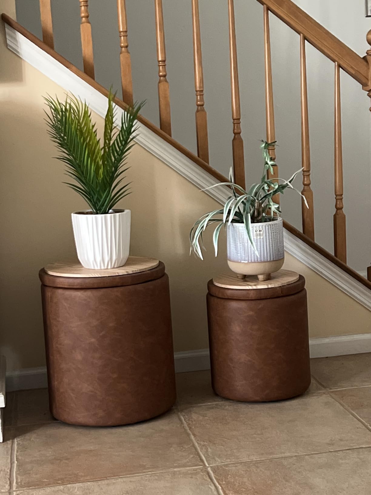 Round Ottoman with Storage Set of 2, 12.6