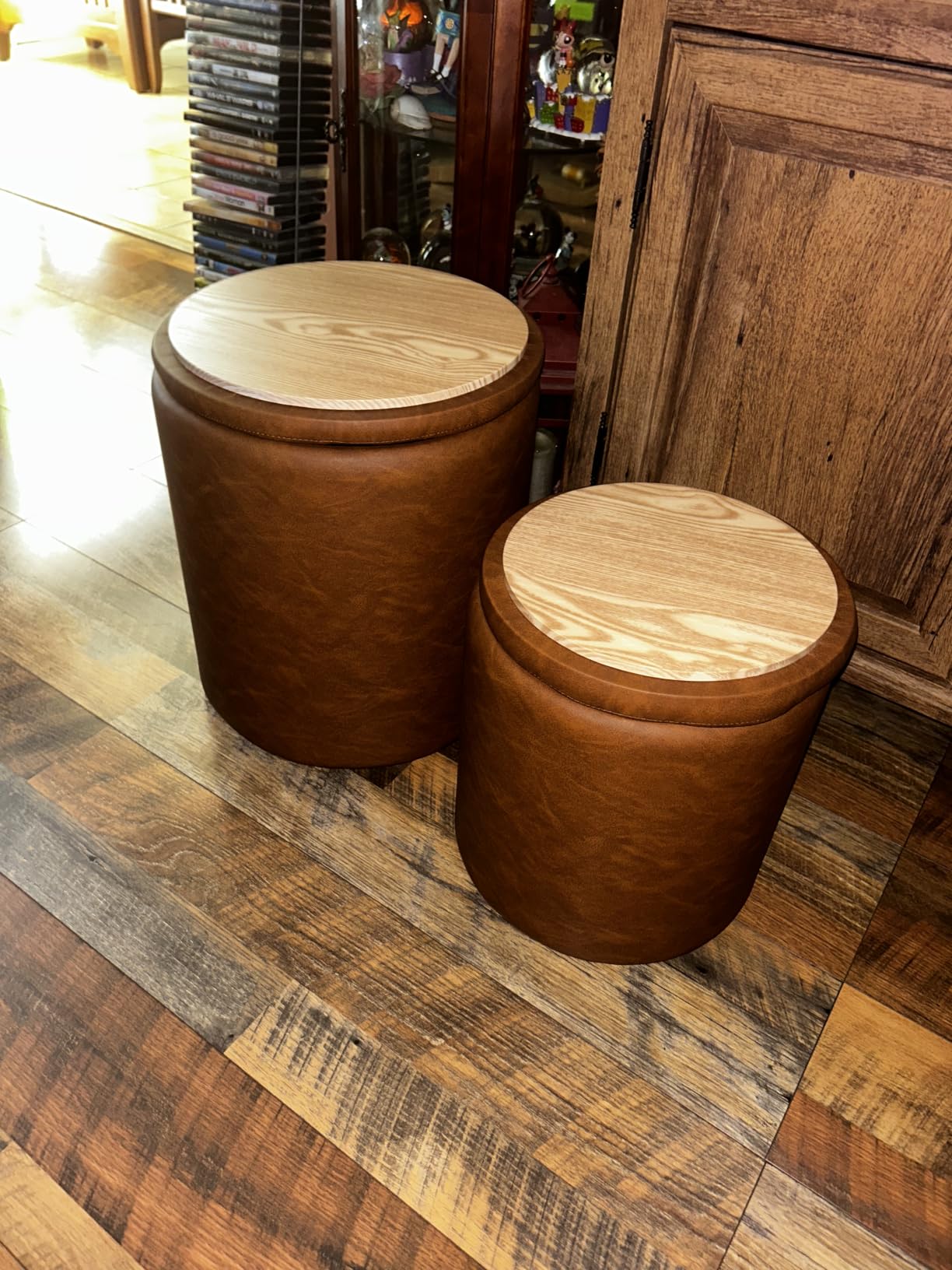 Round Ottoman with Storage Set of 2, 12.6