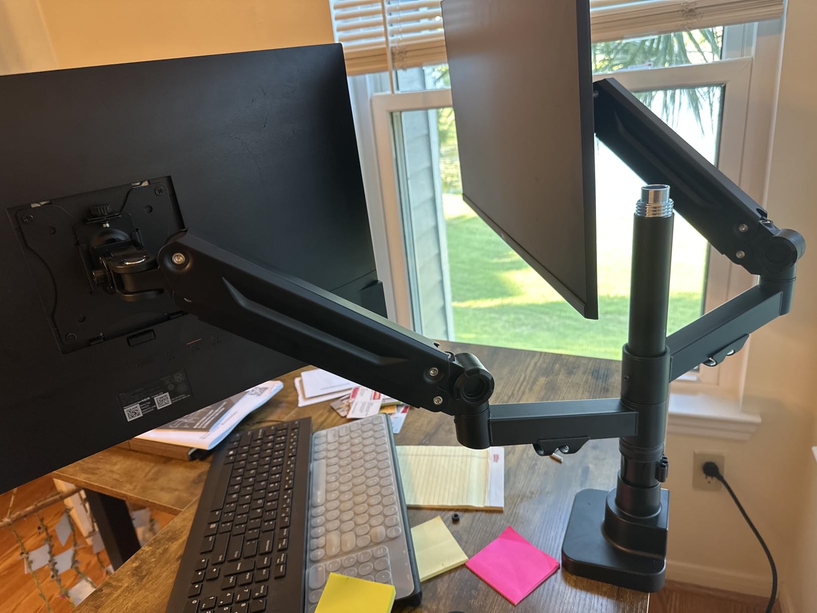 Triple Monitor Mount up to 49 inches, Fully Adjustable Heavy Duty 3 Monitor Arm with Gas Spring, Desk Mount for 3 Screens, C-Clamp & Grommet Base, Holds 44 lbs, Black customer photo 2
