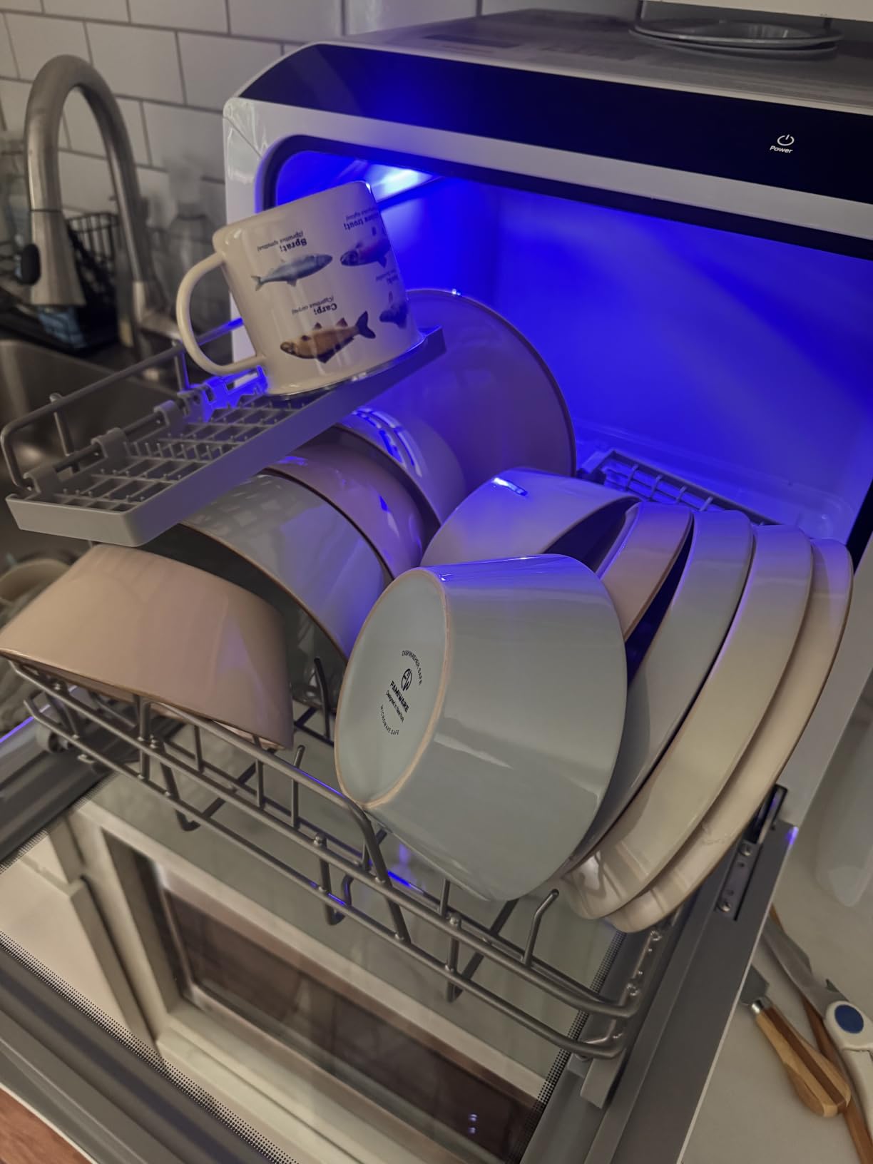 EUHOMY Countertop Dishwasher, 6 Programs, Dual Spray Arms for 30+ Items | 6-Program (Normal, ECO, Quick, Baby Care/Strong, Fruit, Dry), 360° Coverage, 73h Ventilation, 40dB, 167°F Wash for Rooms & RV customer photo 1