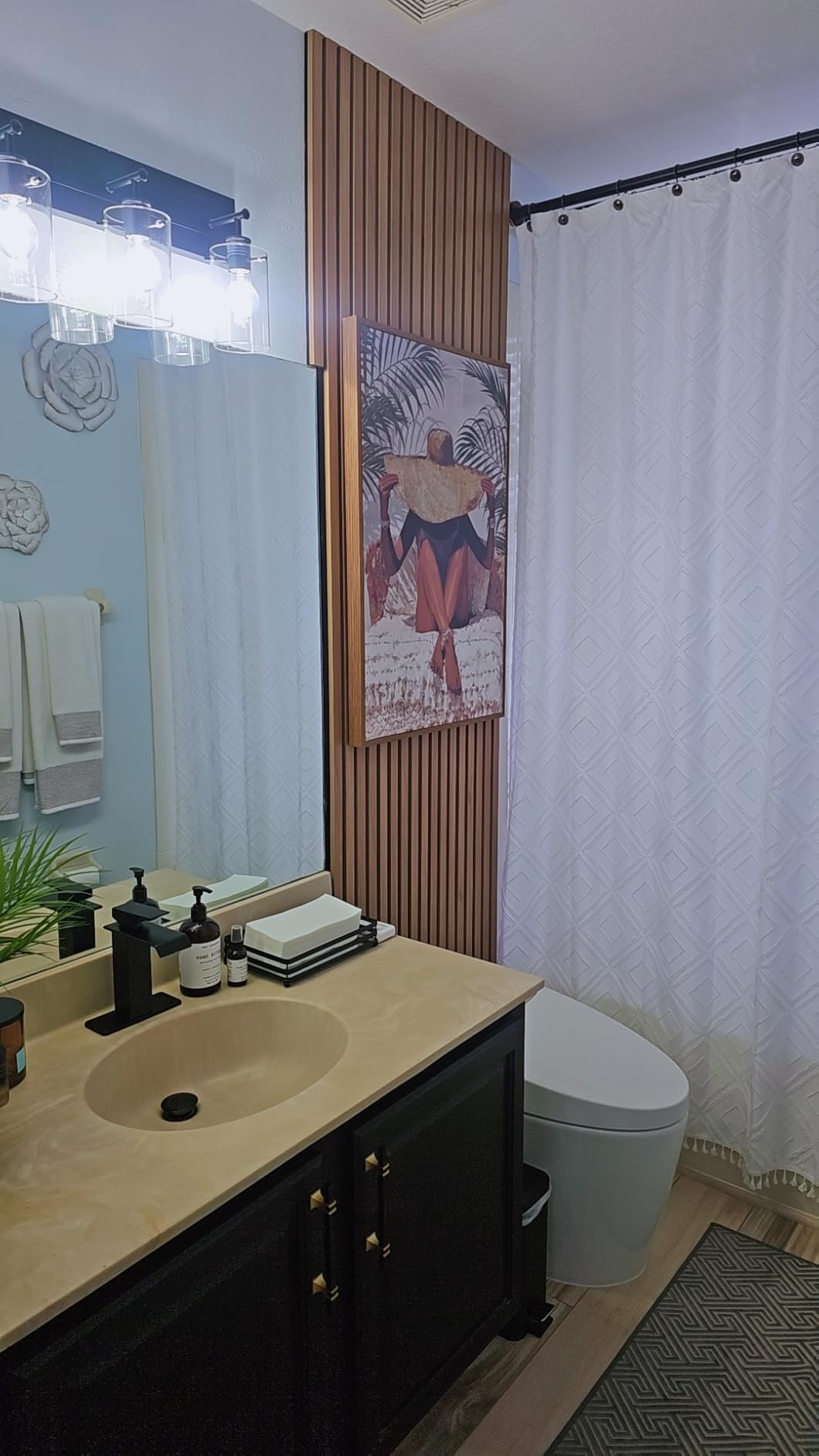 Art3d 6-Piece Wood Slat Acoustic Panels for Stylish Decor and Noise Reduction, 3D Textured Panel for Ceiling and Wall, Walnut customer photo 2