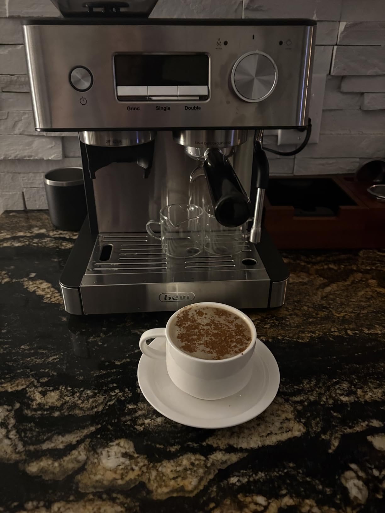 Gevi Dual Boiler Espresso Machine with Built-in Grinder, 58mm Commercial Portafilter, Barista Steam Wand, 31 Grind Settings, Stainless Steel, for Home Barista Use, Sterling Silver customer photo 2