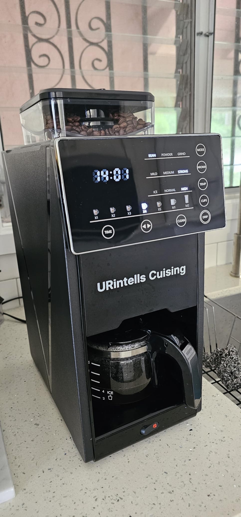 URintells Cuising Coffee Maker with Grinder, 22OZ Drip Coffee Maker with Glass Carafe and Removable Filter, Programmable Hot and Cold Bean to Cup Coffee Machine with Timer, Auto Shut Off customer photo 1