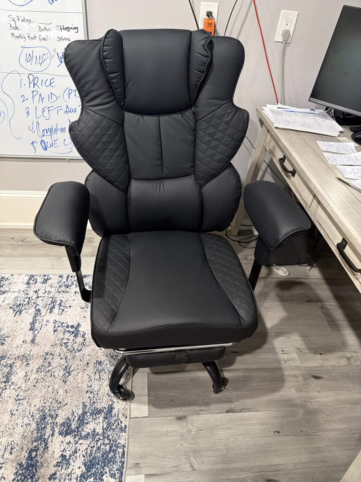 FelixKing Big and Tall Office Chair 500lbs - Ergonomic Desk Chair with Footrest, Scratch-Resistant PU Leather Computer Chair, 4D Lumbar Support Gaming Chair, Comfy Reclining Swivel Work Chair, Black customer photo 2