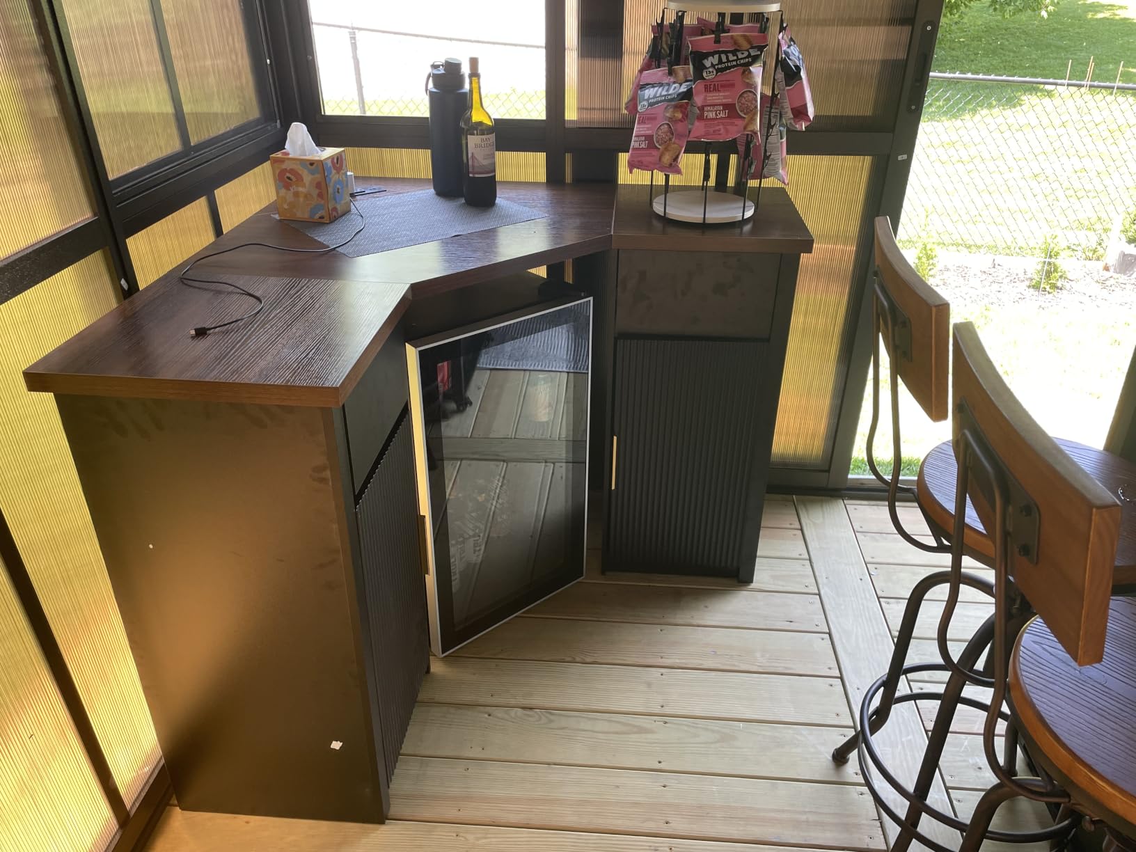 GDLF Corner Bar Cabinet with Fridge Space, Corner Coffee Bar Station with Storage, L Shaped Liquor Wine Cabinet for Home customer photo 2