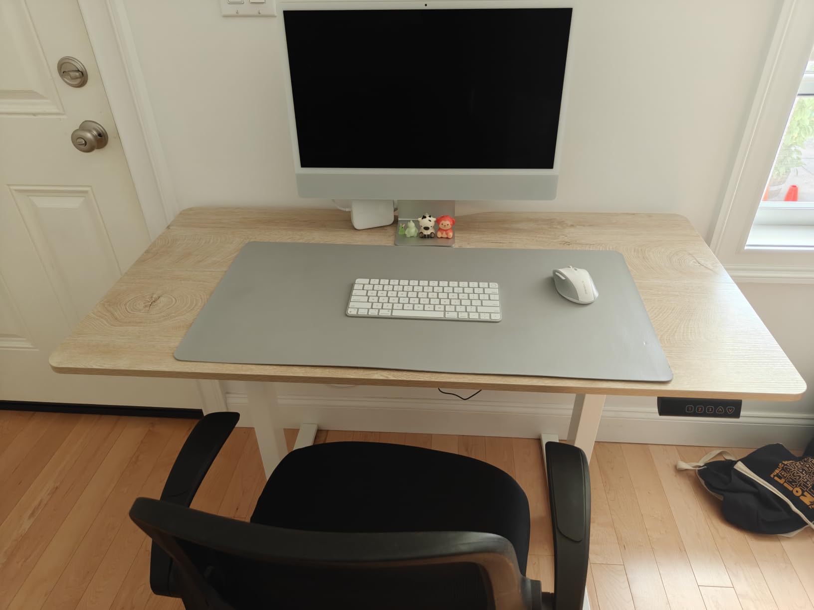 FEZIBO 63 x 37 Inch Standing Desk with Integrated Dual-Beam, Cable Management, 3 Memory Height Adjustable Computer Desk for Home Office Workstation, 1