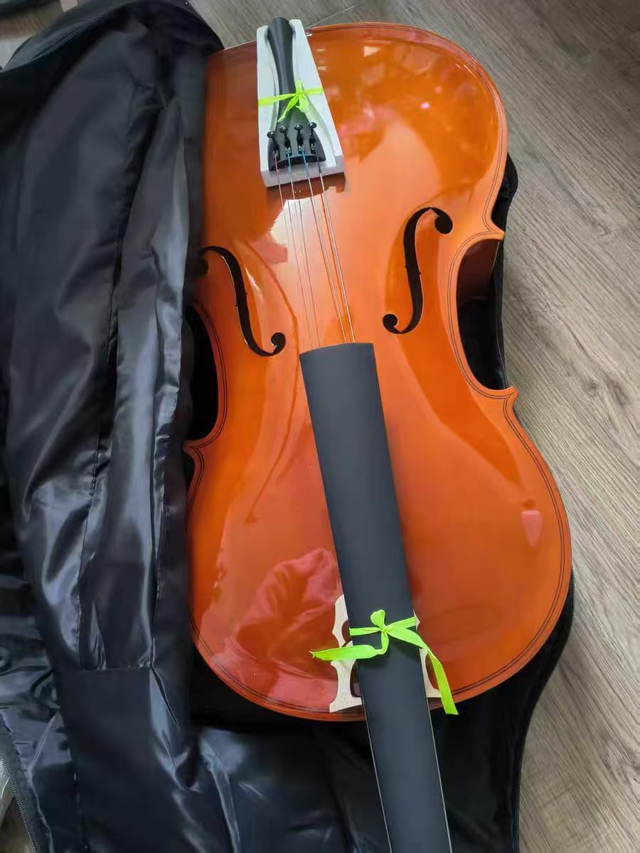 Full Size Cello Kit, Acoustic Cello Instrument for Adults,Beginners,Students,Complete Cello 4/4 Set with Portable Bag, Bow, Rosin (Black) customer photo 1